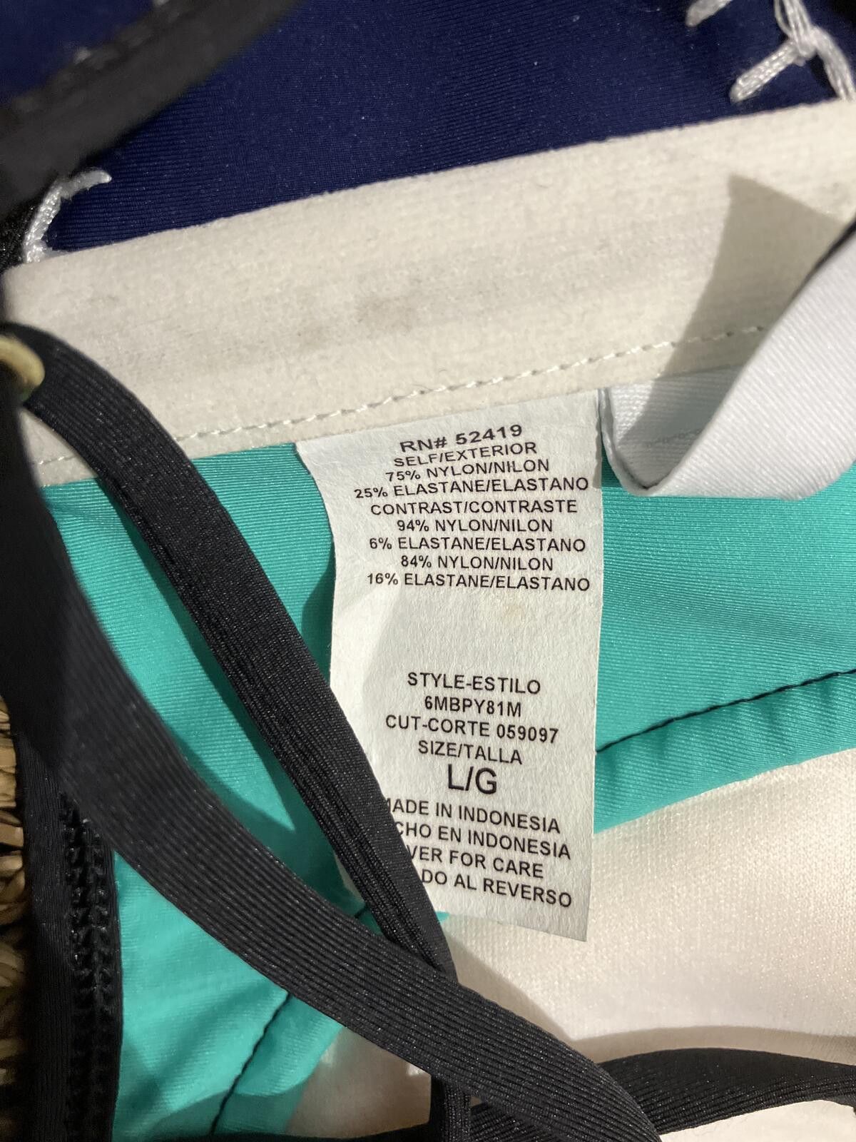 Bar III NWT Navy and Turquoise Bikini Top with Contrast Stitching Size ONE SIZE - 5 Thumbnail