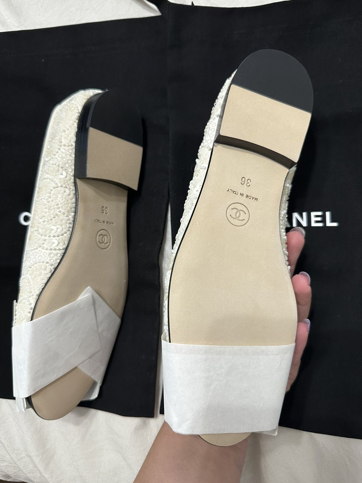 Chanel Chanel Ballet Flats Broderie White/Black Size US 6 / IT 36 - 6 Thumbnail
