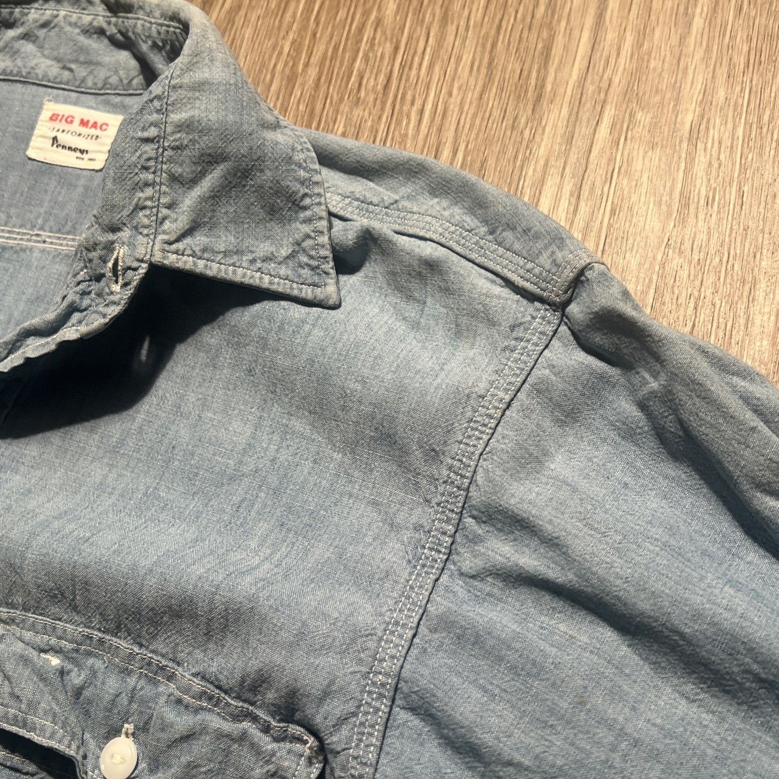 JCPenney Vintage 50s Penneys Sanforized Cotton Chambray Shirt Tall L Size US L / EU 52-54 / 3 - 16 Thumbnail