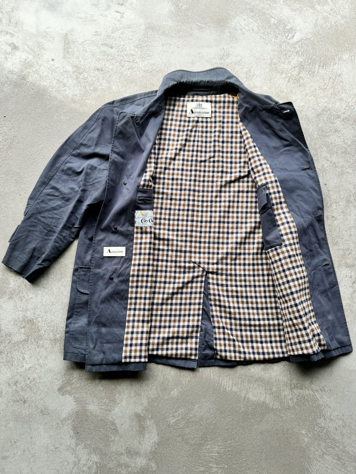 image of Vintage Aquascutum Classic Coat Giant in Navy, Men's (Size 2XL)