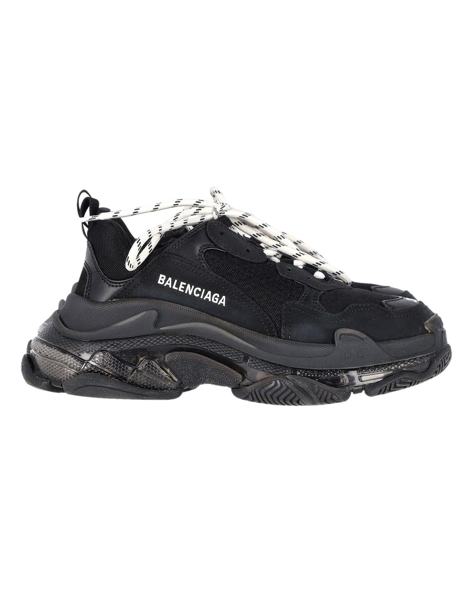 image of Balenciaga Chunky Black Sneakers With Clear Soles, Women's (Size 8)