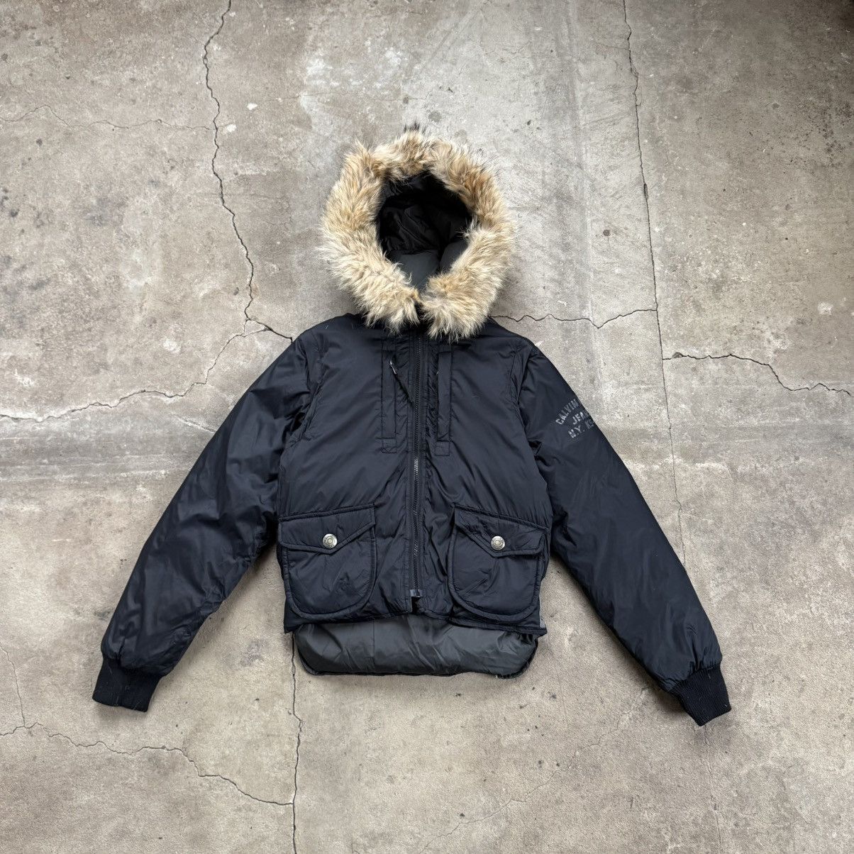 Calvin Klein Calvin Klein Jeans Black Down Jacket With Real Fur Hood Size M / US 6-8 / IT 42-44 - 1 Thumbnail