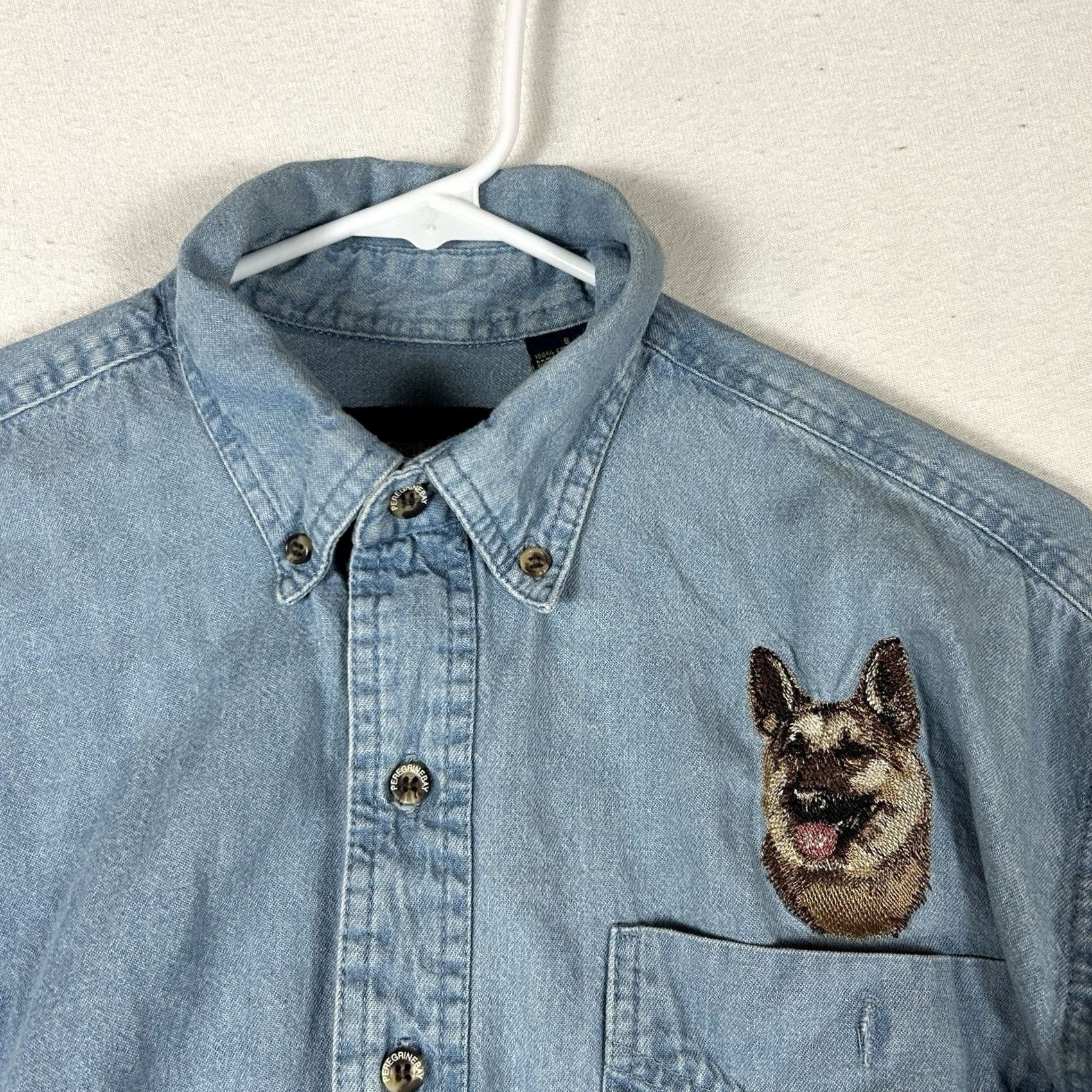 Peregrine VINTAGE Peregrine Bay Denim Button-Up Shirt Mens Small Embroidered Dog Shepherd Size US S / EU 44-46 / 1 - 2 Thumbnail