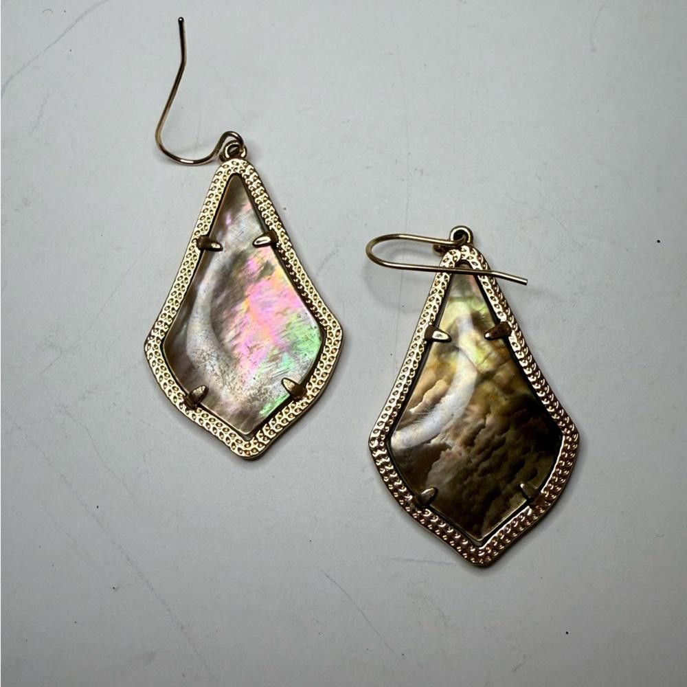 Designer Kendra Scott Alex Brown Mother of Pearl Rose Gold Earrings Size ONE SIZE - 3 Thumbnail