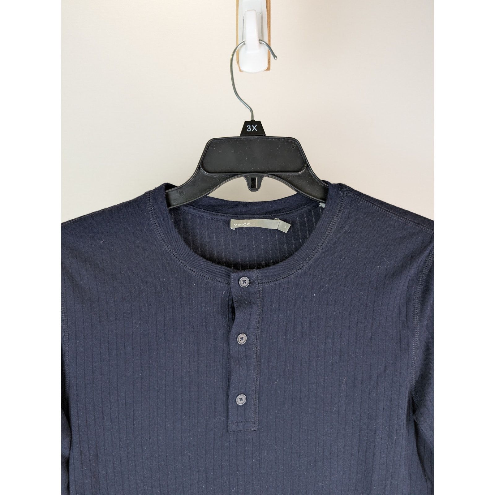 Vince o1rshd1 CC20 Raw Edge Long Sleeve Henley T-Shirt in Blue Size US S / EU 44-46 / 1 - 7 Thumbnail