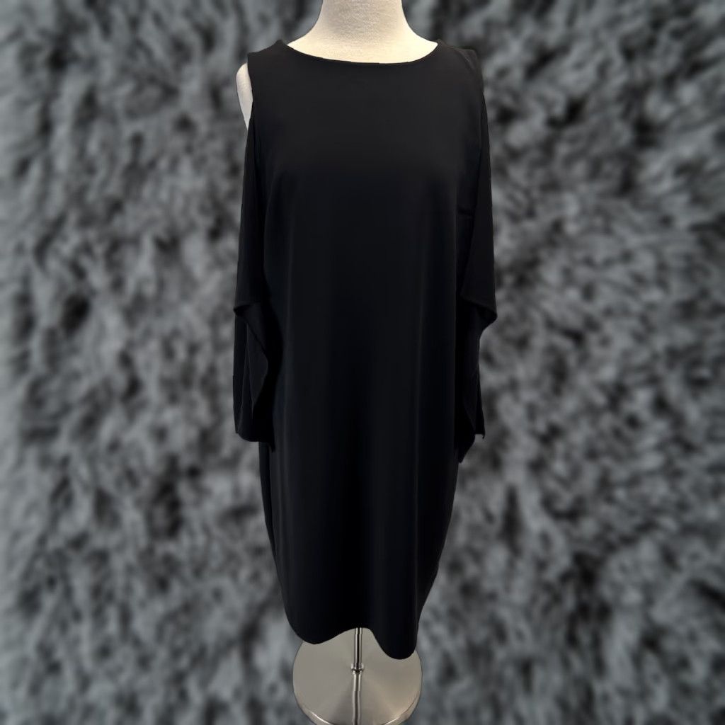 Vintage Chicos Cold Shoulder Shift Dress Sz 2 US Large Black Women’s Size L / US 10 / IT 46 - 1 Thumbnail