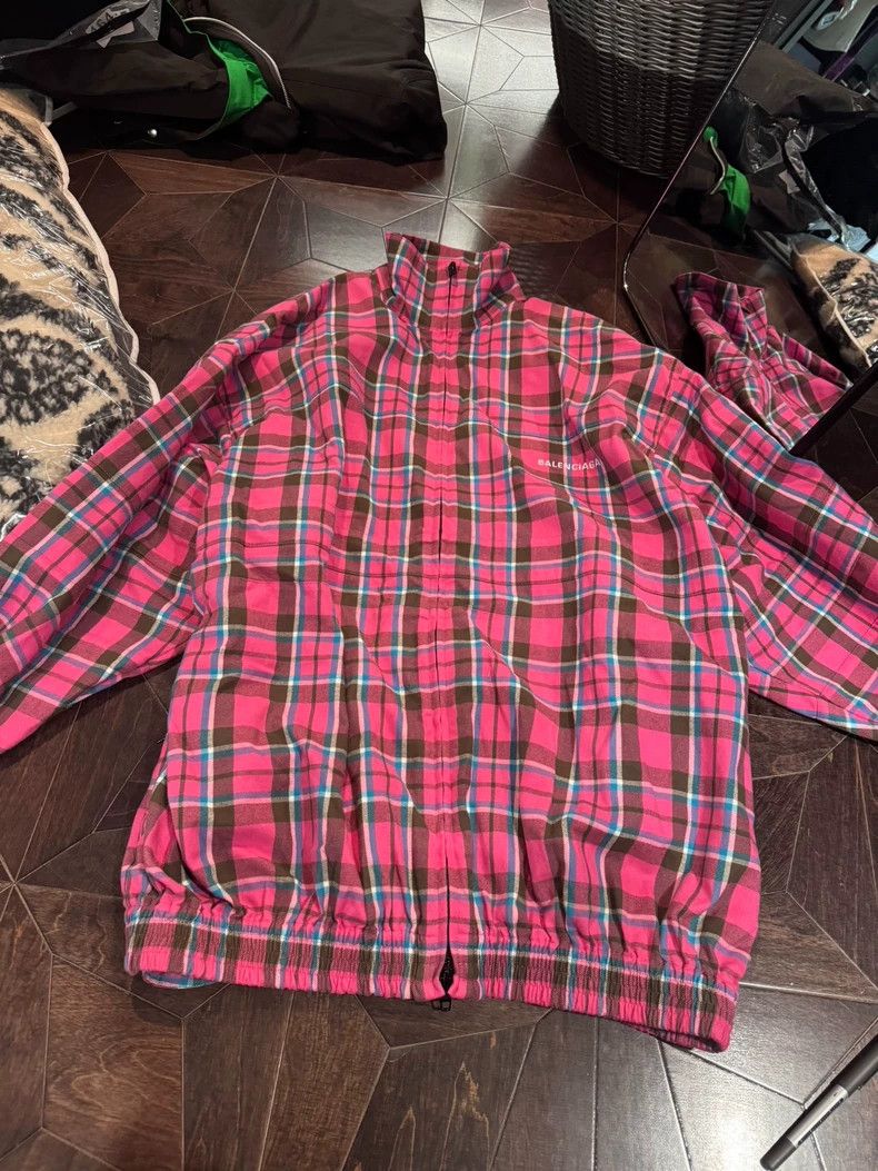 Balenciaga Pink Brown Plaid Jacket - dmc