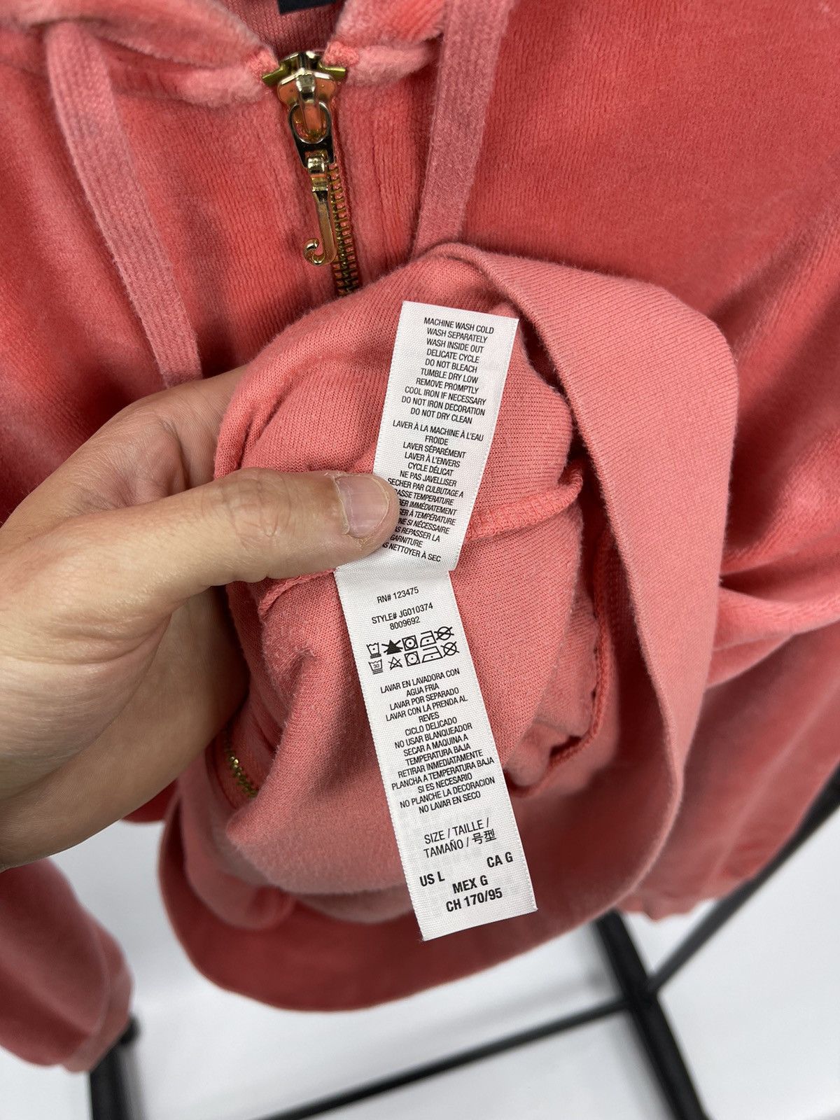 Juicy Couture Juicy Couture Full Zip Long Sleeve Hoodie Pink Size L Women Size L / US 10 / IT 46 - 7 Thumbnail