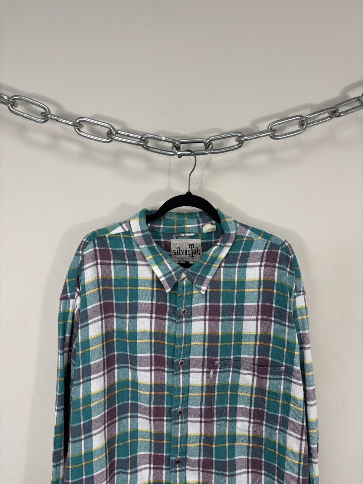 Levi's Levi’s Silver Tab Oversized Men’s Plaid Check Flannel Shirt Size US XL / EU 56 / 4 - 2 Thumbnail