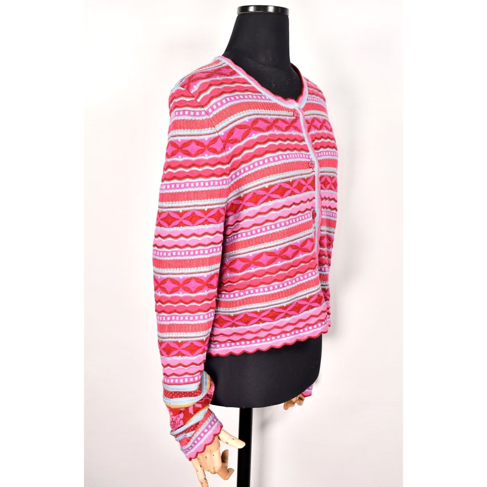 Pinko Oleana Cardigan Pink Women L Wool Silk 75% Merino 25% Silk Norway Vintage No N/A Size L / US 10 / IT 46 - 3 Thumbnail