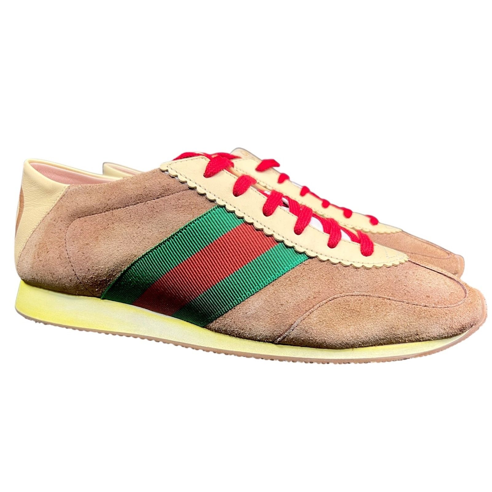 Gucci Gucci Men's US 9 Brown Suede Web Rocket Sneakers Luxury Size US 9 / EU 42 - 1 Thumbnail