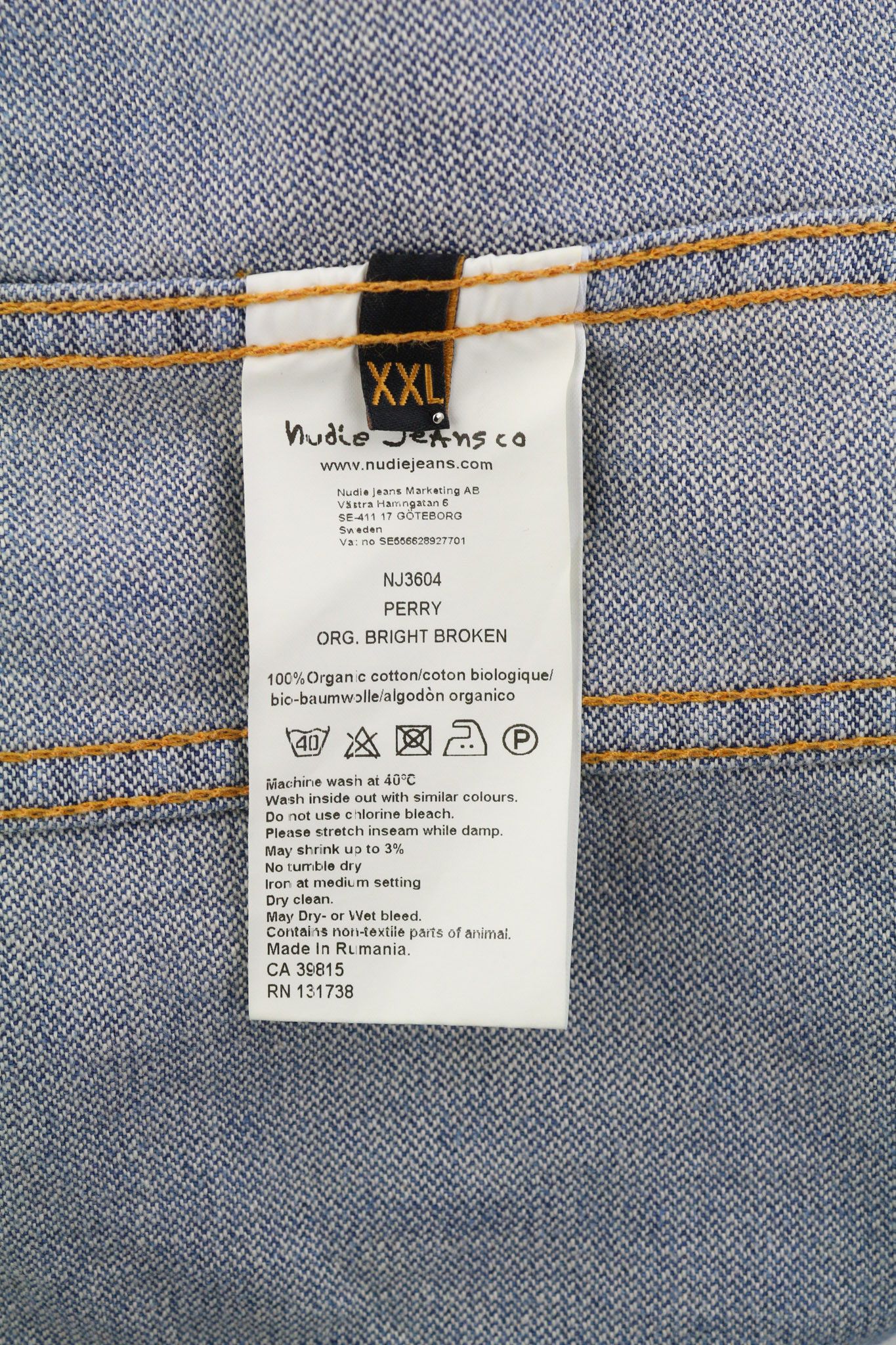 Nudie Jeans PERRY 2XL Organic Bright Broken Mid Blue Washed 82441 Size US XXL / EU 58 / 5 - 7 Thumbnail
