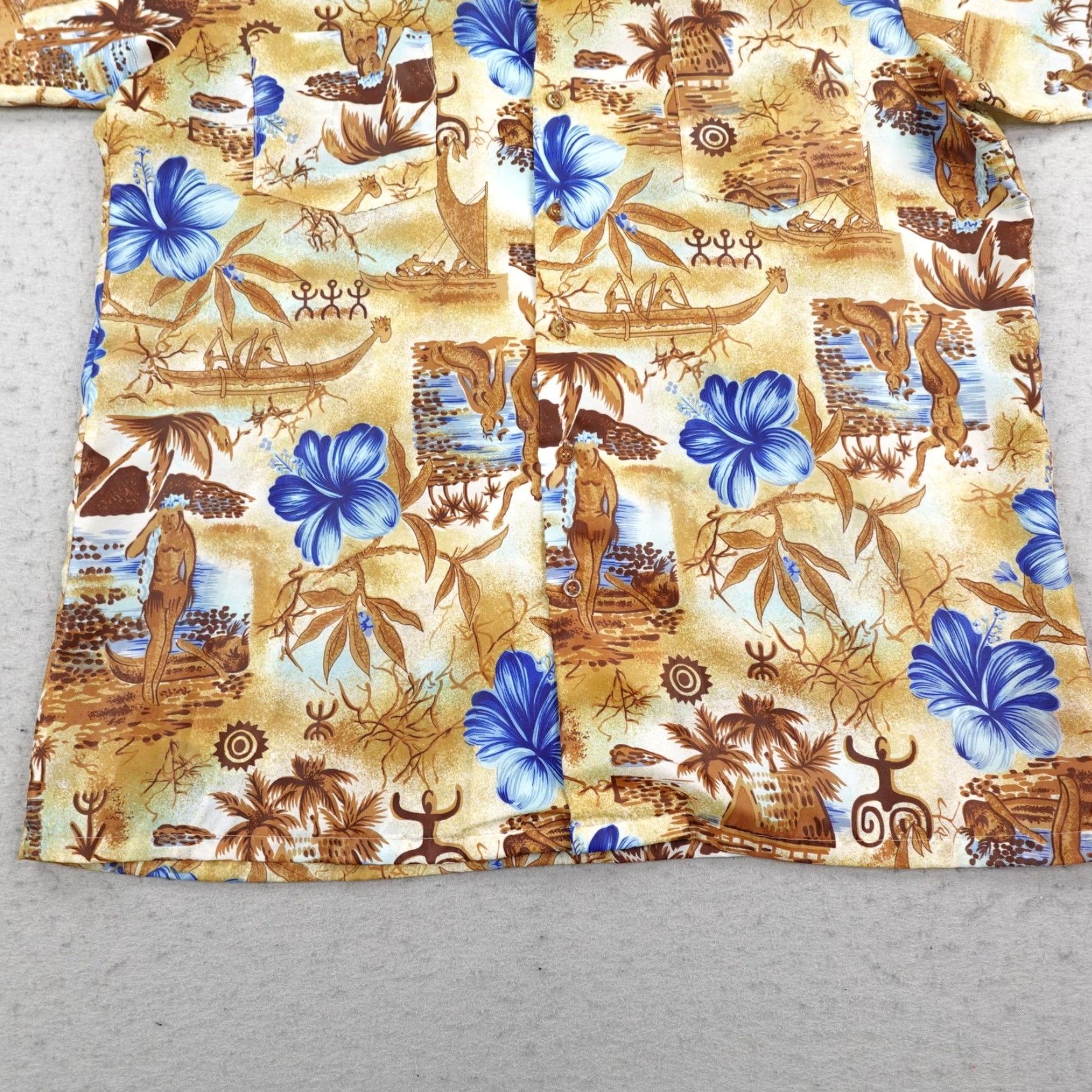 Vintage VINTAGE Waikiki Holiday Shirt Mens Large Brown Tribal Hawaiian Aloha Camp 70s Shirt Size US L / EU 52-54 / 3 - 5 Thumbnail