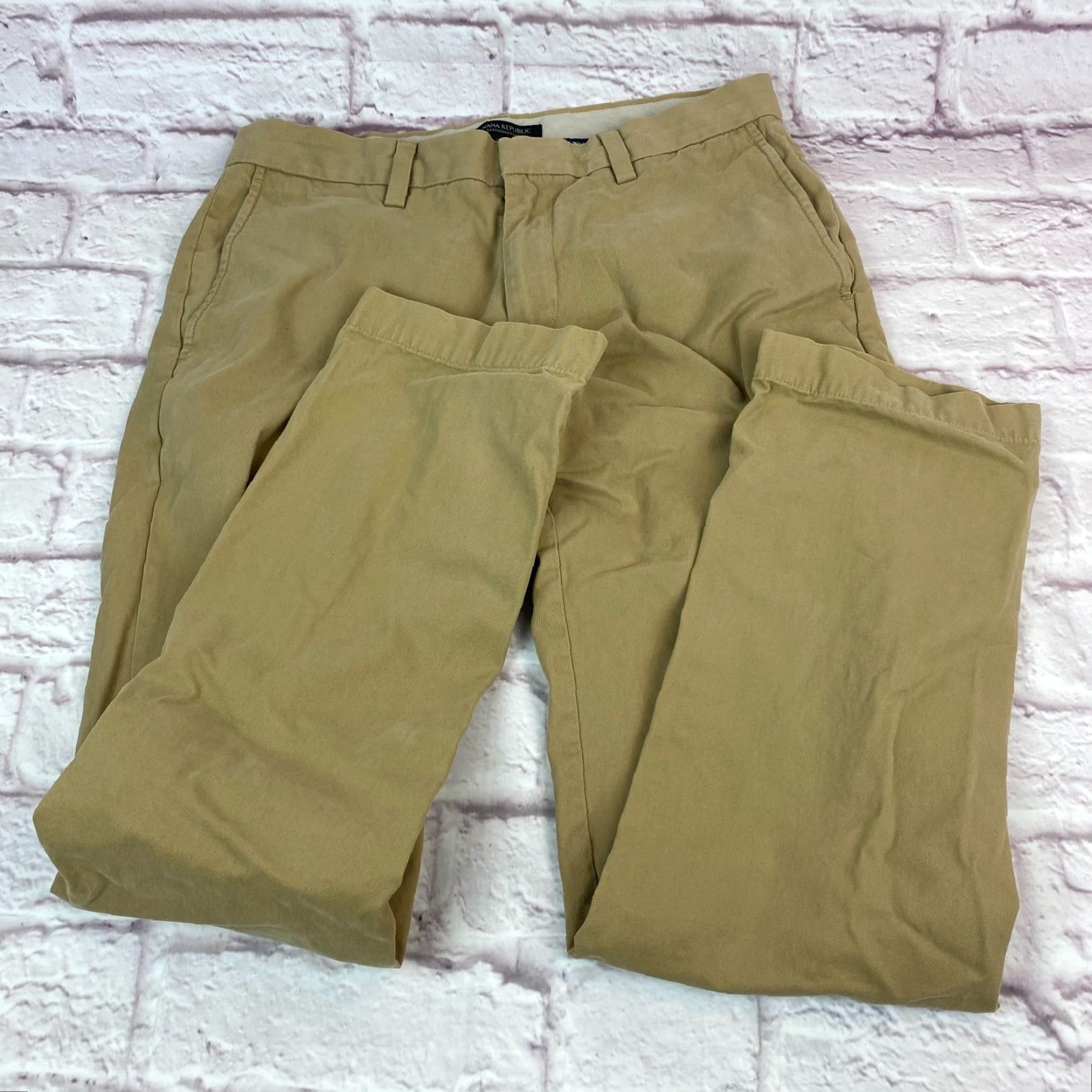 Banana Republic Banana Republic Emerson Chino Pants 30 X 32 Slim Straight Leg 100% Cotton Beige Size US 30 / EU 46 - 3 Thumbnail