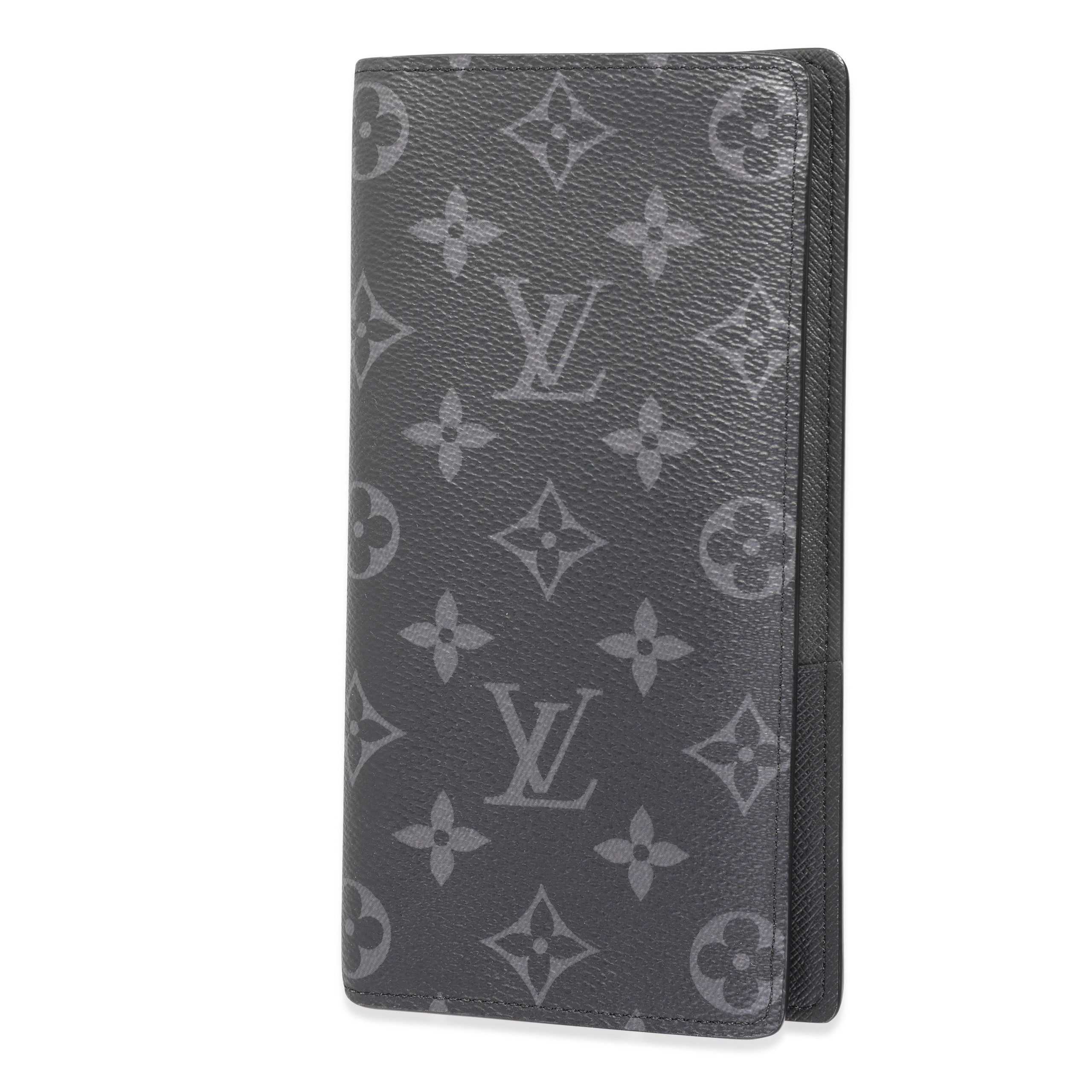 image of Louis Vuitton Monogram Eclipse Canvas Brazza Wallet in Black, Women's