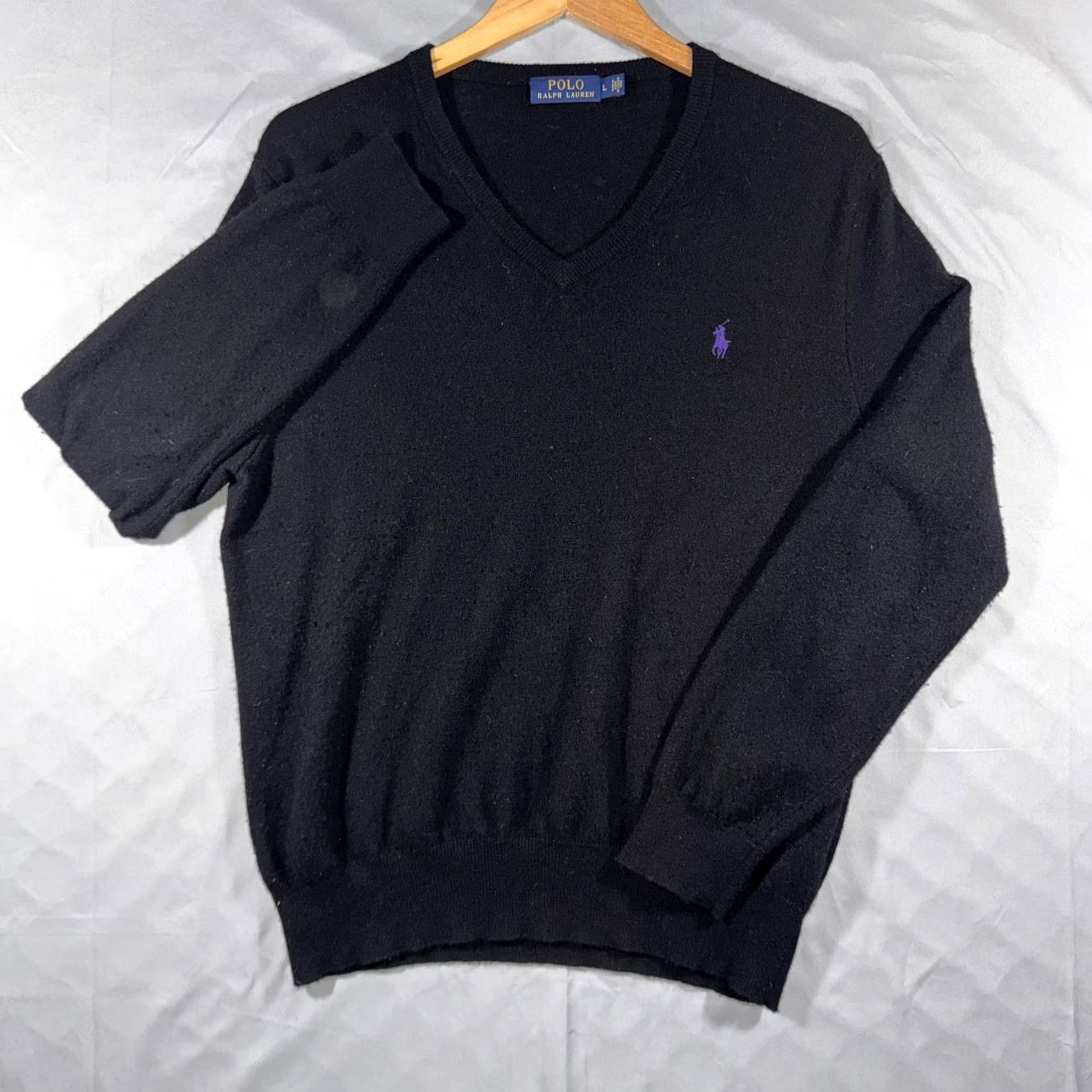 Polo Ralph Lauren Polo Ralph Lauren Sweater Men's L Black Merino Wool V-Neck Pullover Knit Size US L / EU 52-54 / 3 - 2 Thumbnail