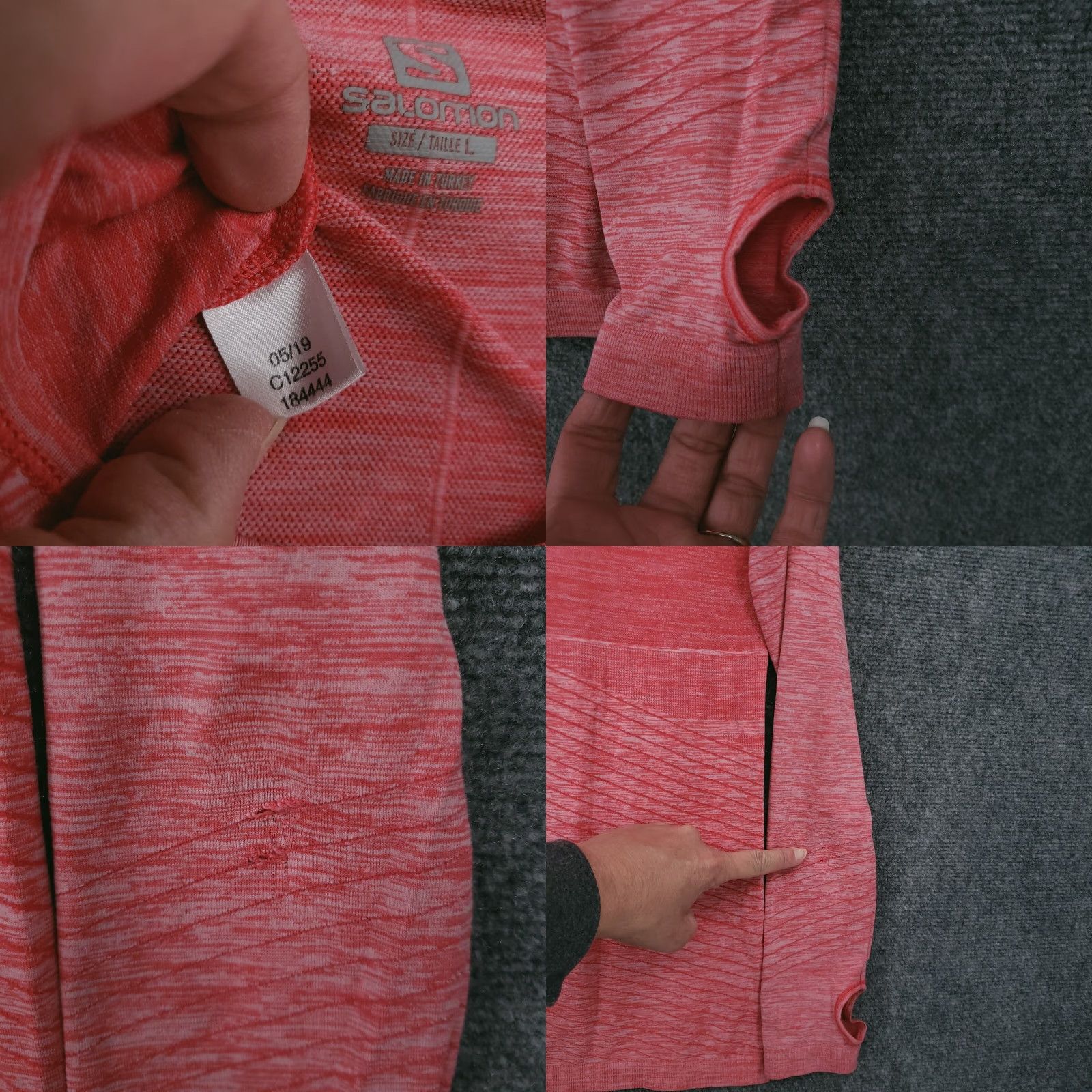 Salomon Salomon Womens L Red Long Sleeve Pullover Round Neck Breathable Lightweight Running Shirt Womens Size L / US 10 / IT 46 - 8 Thumbnail