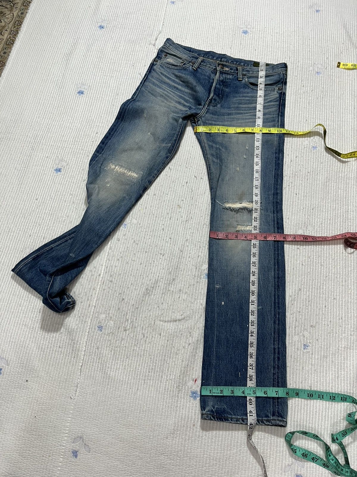 Designer × Japanese Brand GREEN JAPANESE BRAND DISTRESS SELVEDGE JEANS Size US 32 / EU 48 - 11 Thumbnail
