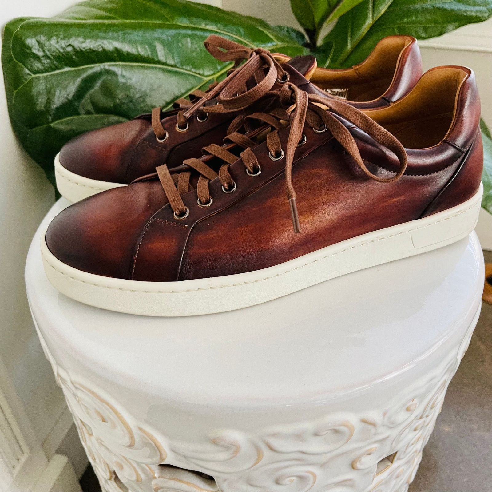 Magnanni Magnanni Elonso Low Top Sneaker 8.5 Tobacco Leather Lace Up Size US 8.5 / EU 41-42 - 2 Thumbnail