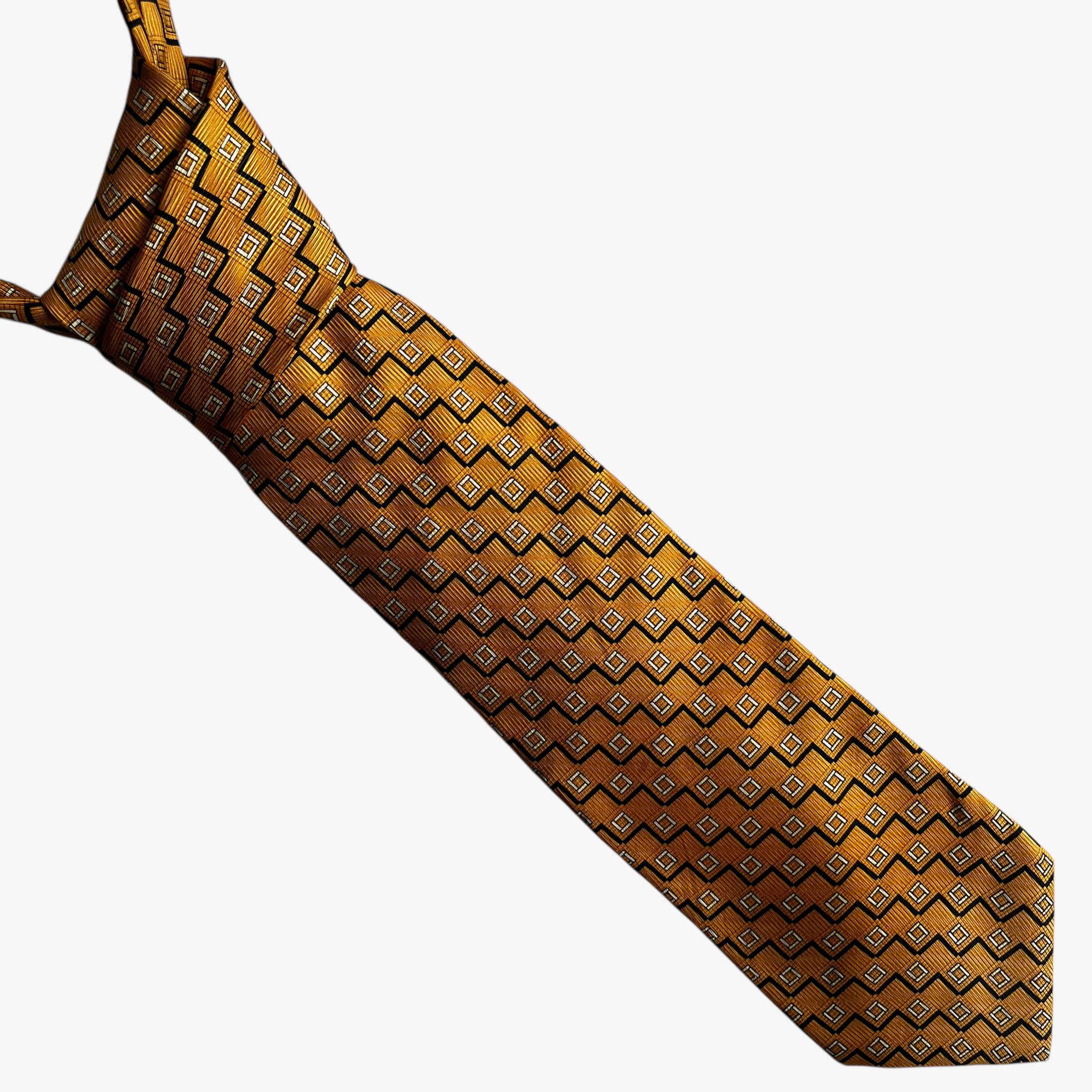 Nautica Vintage 90s Nautica Abstract Zig Zag Striped Orange Silk Tie Size ONE SIZE - 1 Thumbnail