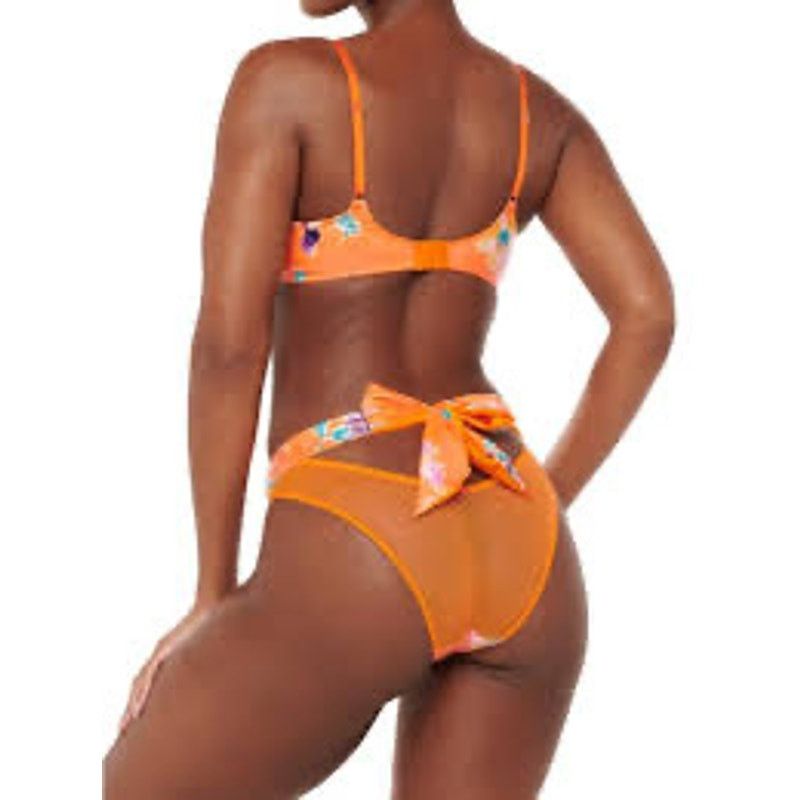 Fenty Savage X Fenty Night Blooms High Leg Floral Mesh Bow Bikini Size S / US 4 / IT 40 - 3 Thumbnail