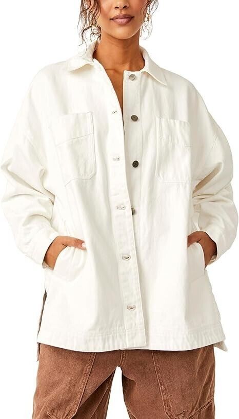 Free People Free People Madison City Twill Denim Jacket Optic White M Size M / US 6-8 / IT 42-44 - 1 Thumbnail