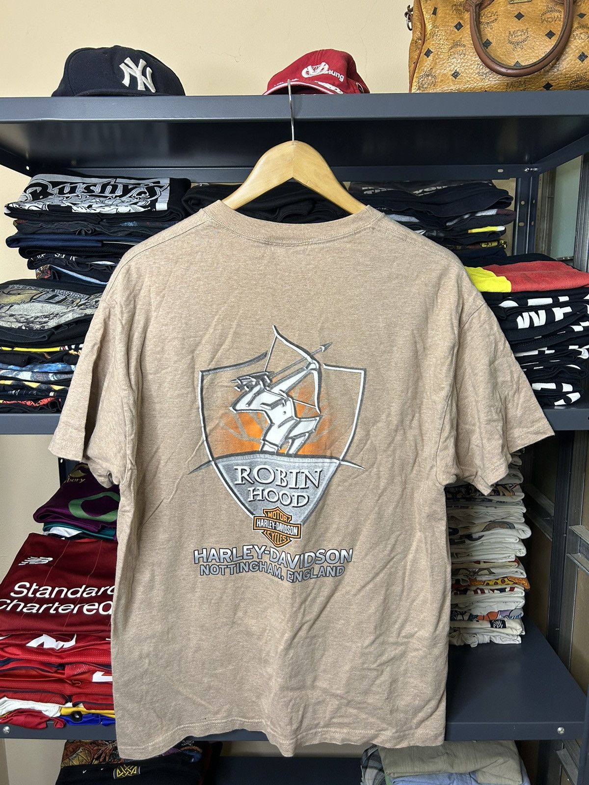 Harley Davidson × Vintage Vintage Harley Davidson Tee Skull Logo Nottingham UK Size US L / EU 52-54 / 3 - 4 Thumbnail