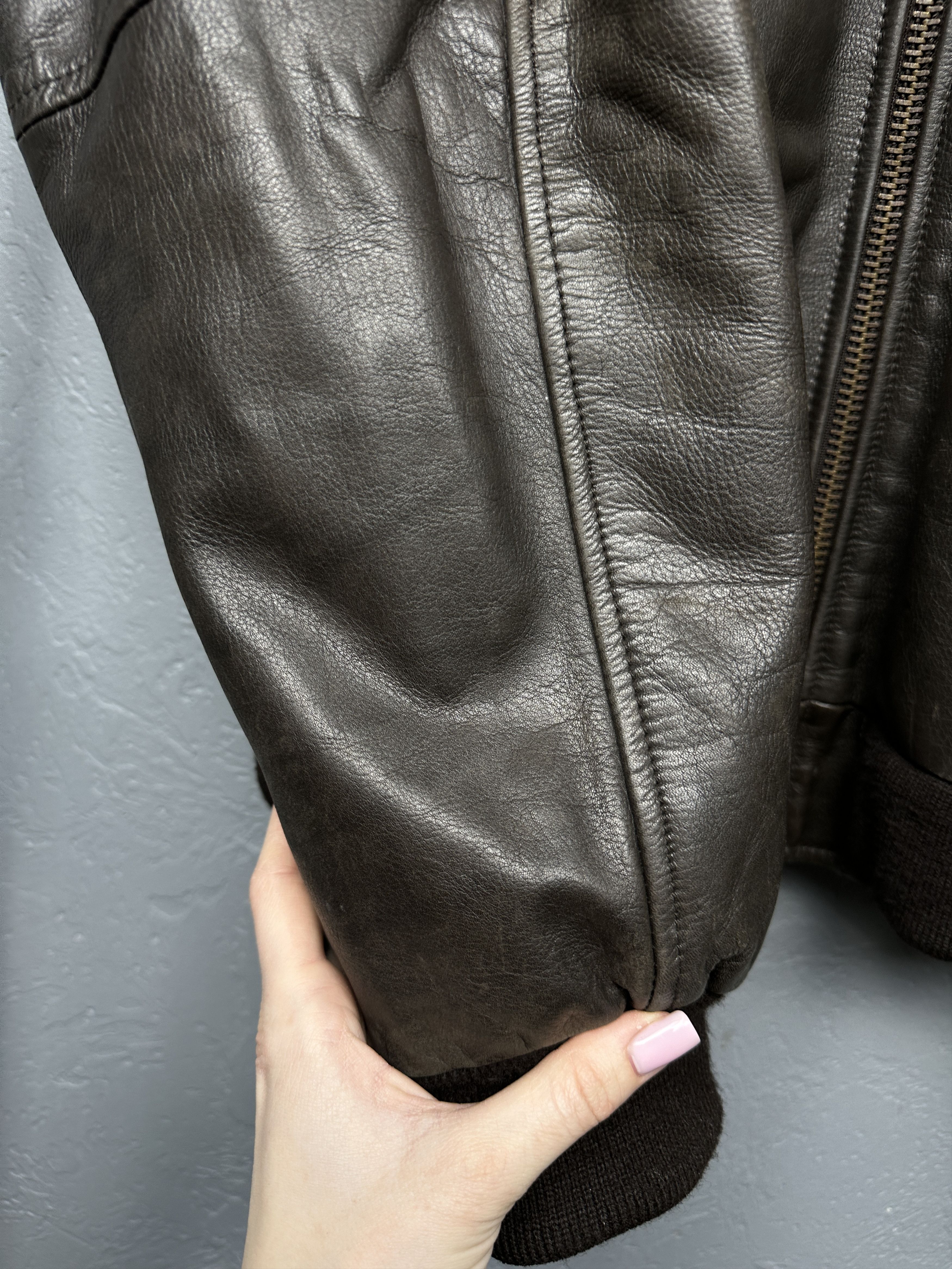 Genuine Leather Redskins Vintage Mens Leather Bomber Jacket Size US XL / EU 56 / 4 - 12 Thumbnail