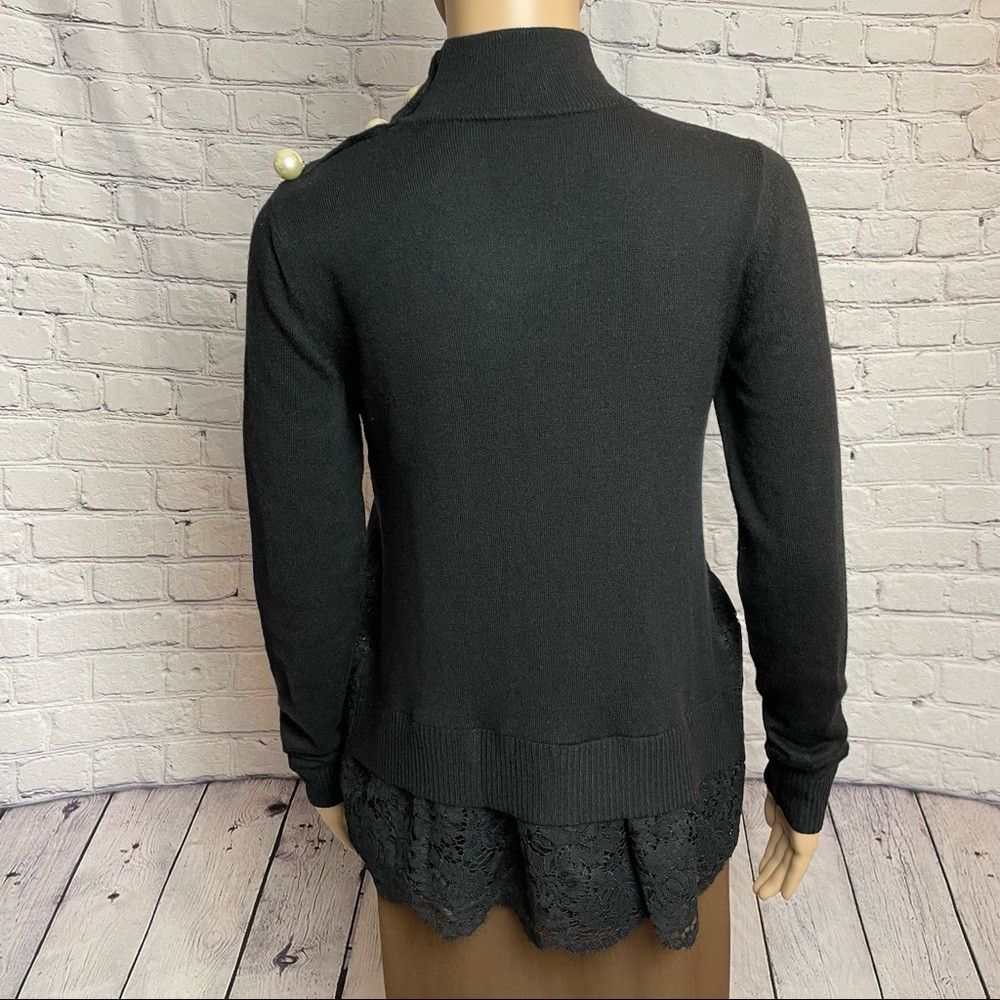 Kate Spade New Broome Street Kate Spade Pearl Turtleneck Lace Sweater Size XXS / US 00 / IT 34 - 4 Thumbnail