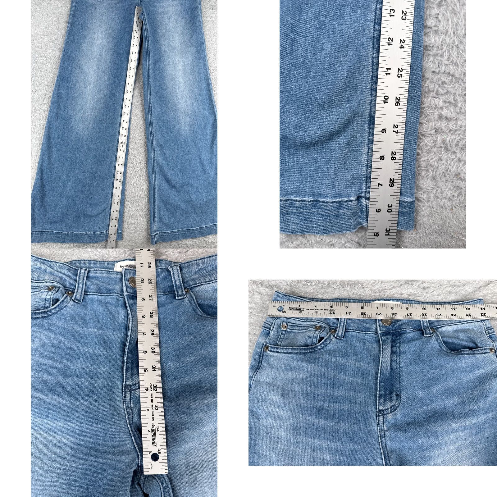 Vintage By Together Jeans Adult Medium Blue Wide Flared High Rise Cotton Blend 28x31 90s Womens Size 32" / US 10 / IT 46 - 8 Thumbnail