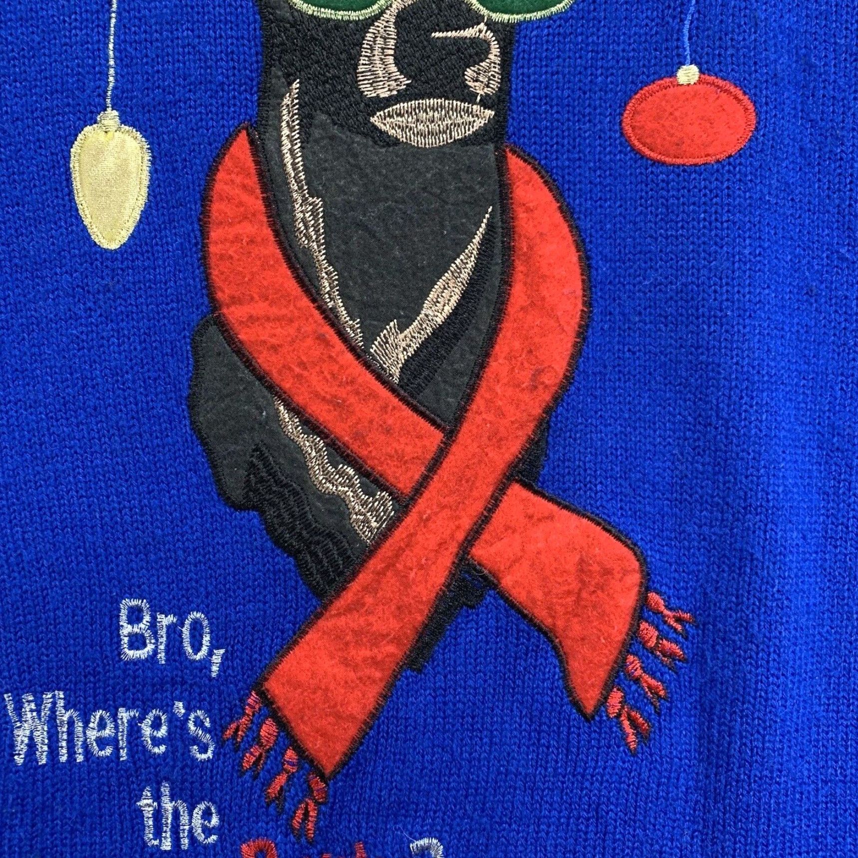 Vintage VINTAGE Ugly Christmas Sweater Big Head Rain Dear Embroidered Pullover XL Blue Unisex Adults Size US XL / EU 56 / 4 - 6 Thumbnail