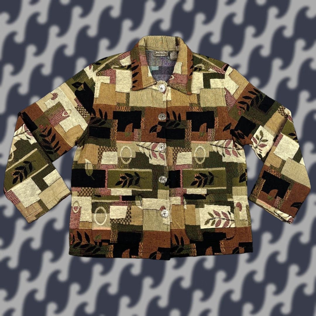 Vintage VINTAGE Jane Ashley Tapestry Jacket Womens Large Fall Autumn Patchwork Metal Button Size L / US 10 / IT 46 - 1 Thumbnail