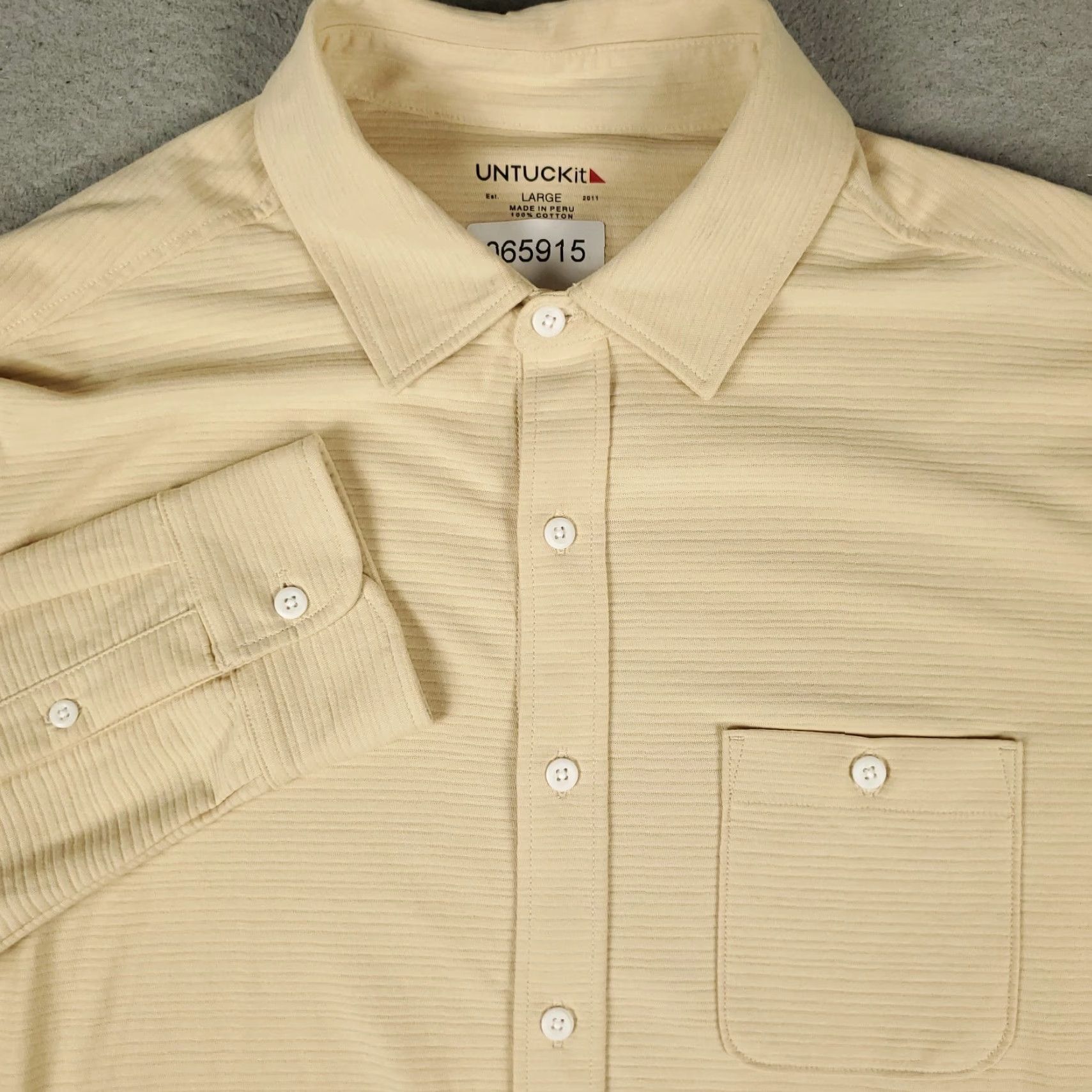 UNTUCKit UNTUCKit Shirt Mens Large Beige Heavy Casual Button Up Long Sleeve Size US L / EU 52-54 / 3 - 2 Thumbnail