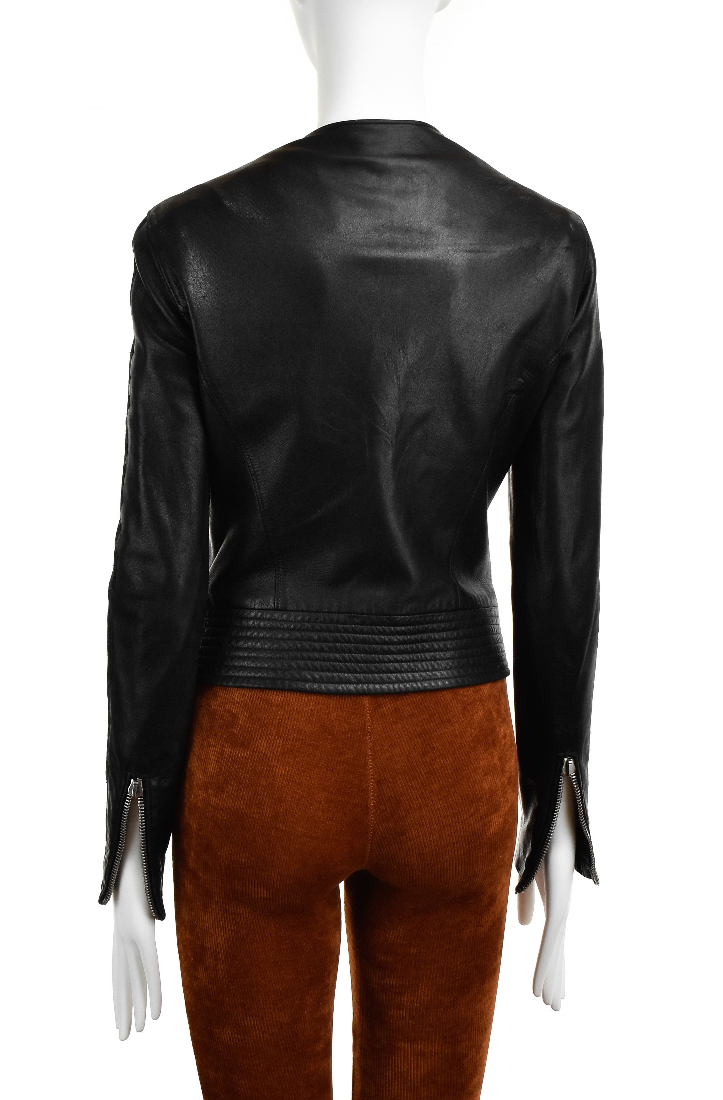 Versace RARE! Gianni Versace 2002 Gothic Leather Jacket Sleeves Logo Size S / US 4 / IT 40 - 2 Thumbnail