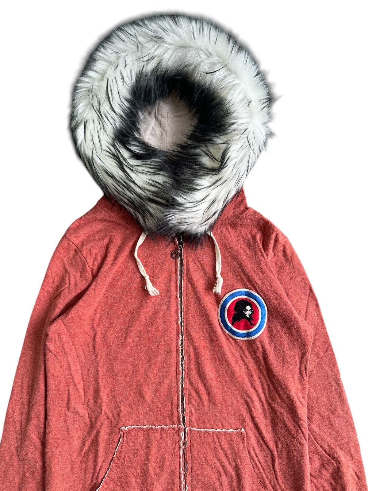 20471120 DISTRESSED EAGLE Zip FUR HOODIE PUNK STYLE Size US XS / EU 42 / 0 - 2 Thumbnail