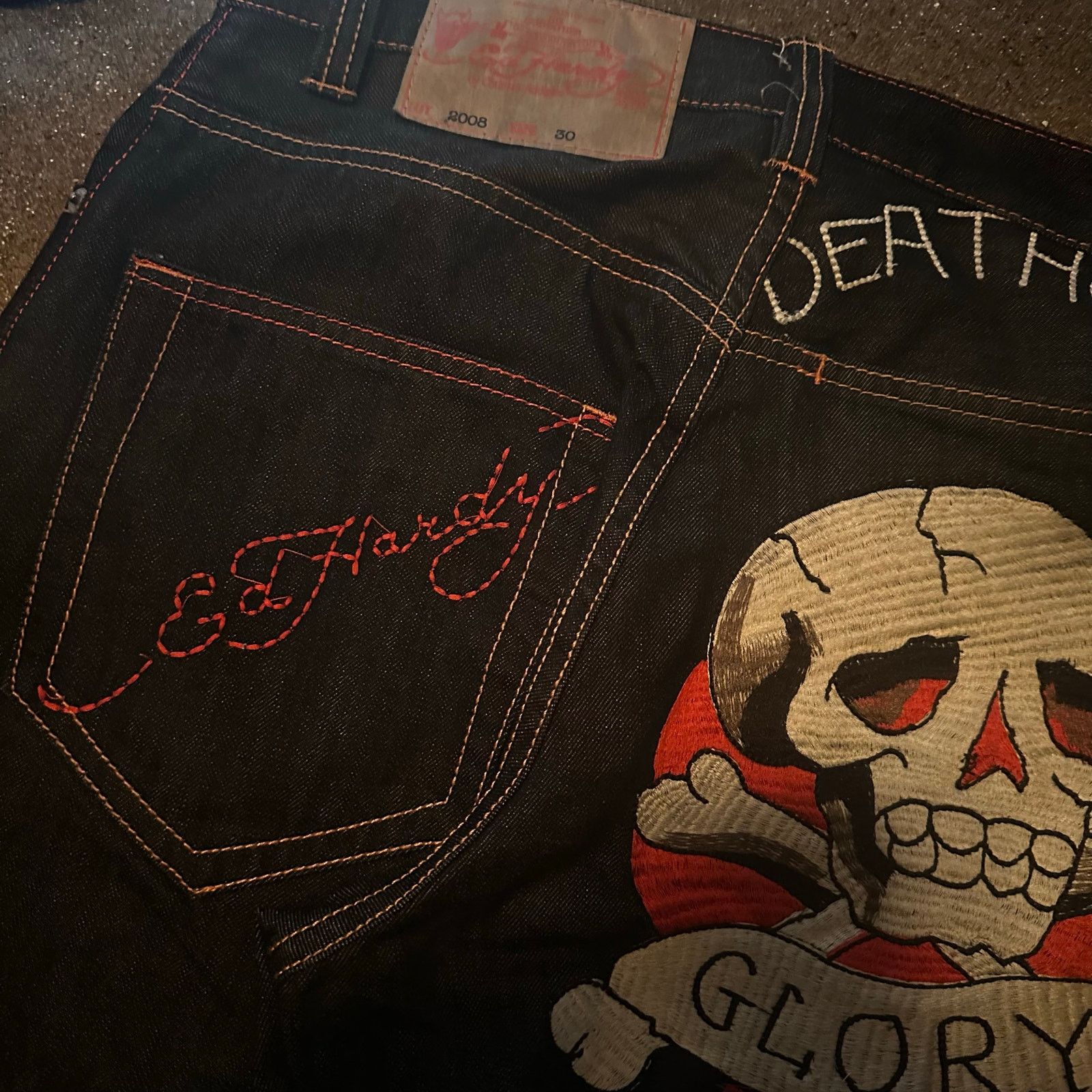 Ed Hardy ed hardy jeans death or glory skull embroidery jeans Size US 30 / EU 46 - 6 Thumbnail