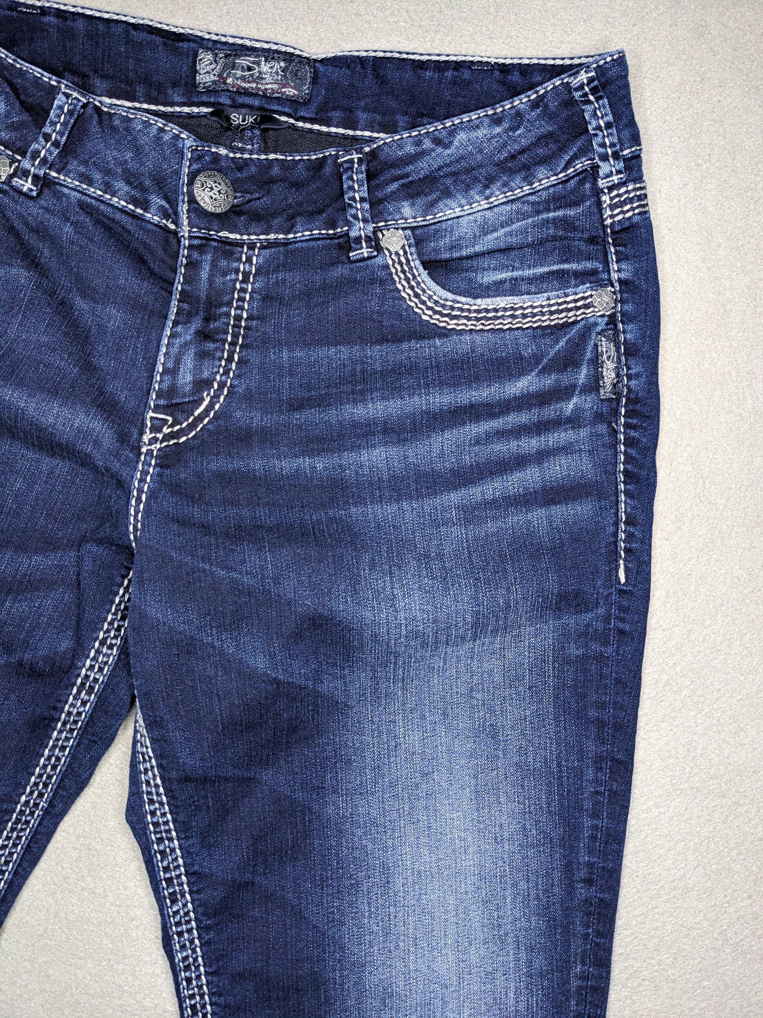 Silver Jeans Co. Silver Jeans Suki Mid Capri 33x24 Y2K Denim Western Dark Size 33" - 2 Thumbnail