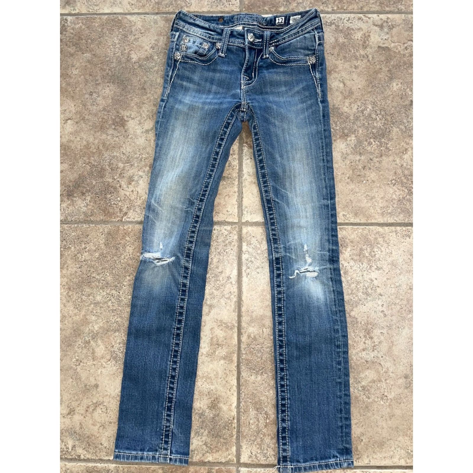 Miss Me VINTAGE Miss Me Women's Skinny Jeans Size 12 Blue 28-Inch Inseam Size 34" / US 12 / IT 48 - 3 Thumbnail