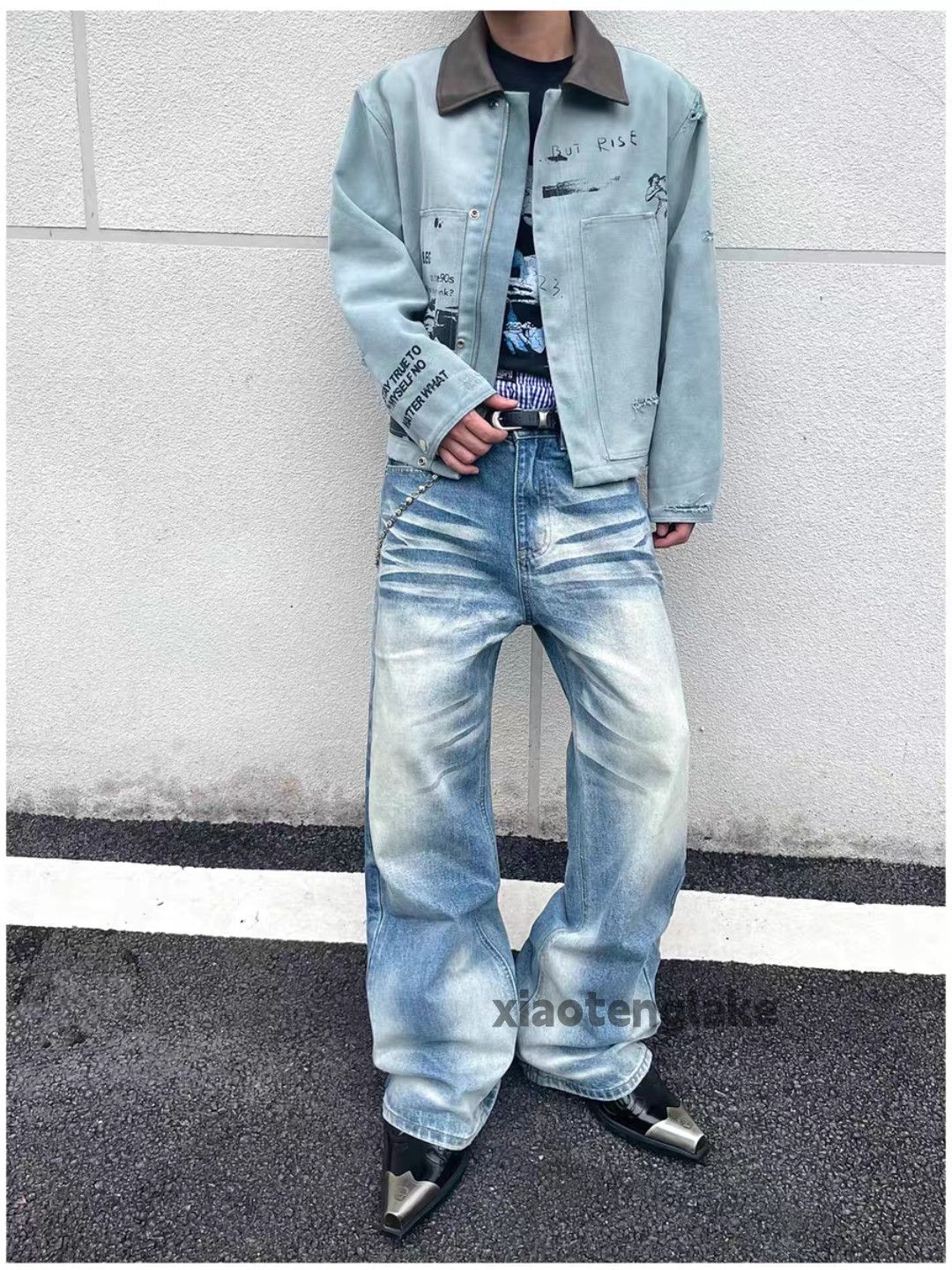 Jean Unisex utility punk yuppie grunge loose baggy jeans Size US 30 / EU 46 - 6 Thumbnail