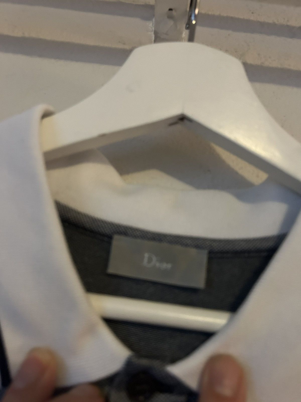 Dior Dior Silver Gray Polo Shirt with White Trim - Size L Size US L / EU 52-54 / 3 - 5 Thumbnail