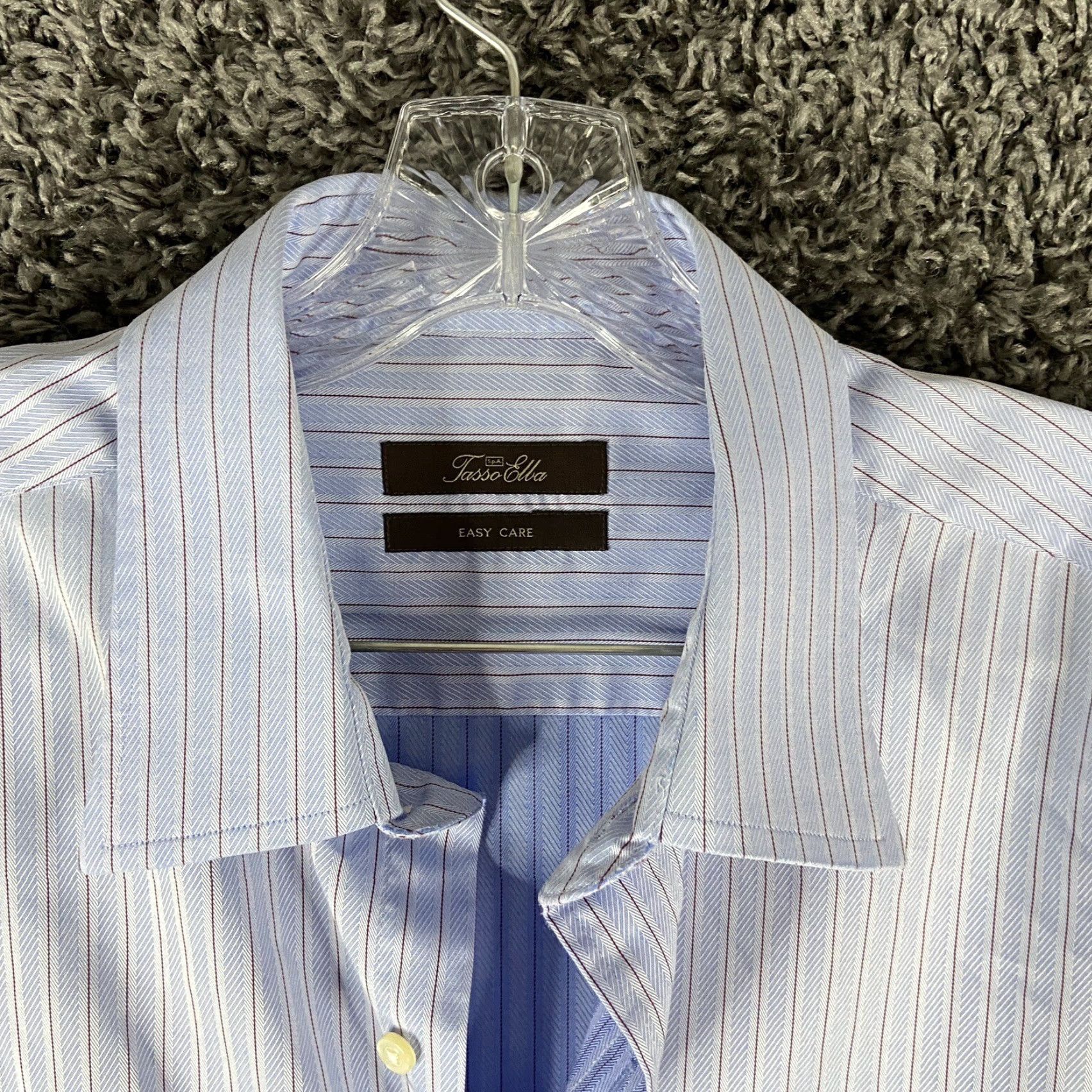 Tasso Elba TASO ELBA Blue Striped Dress Shirt Long Sleeve Men’s XL 17.5 34/35 Size 46R - 5 Thumbnail