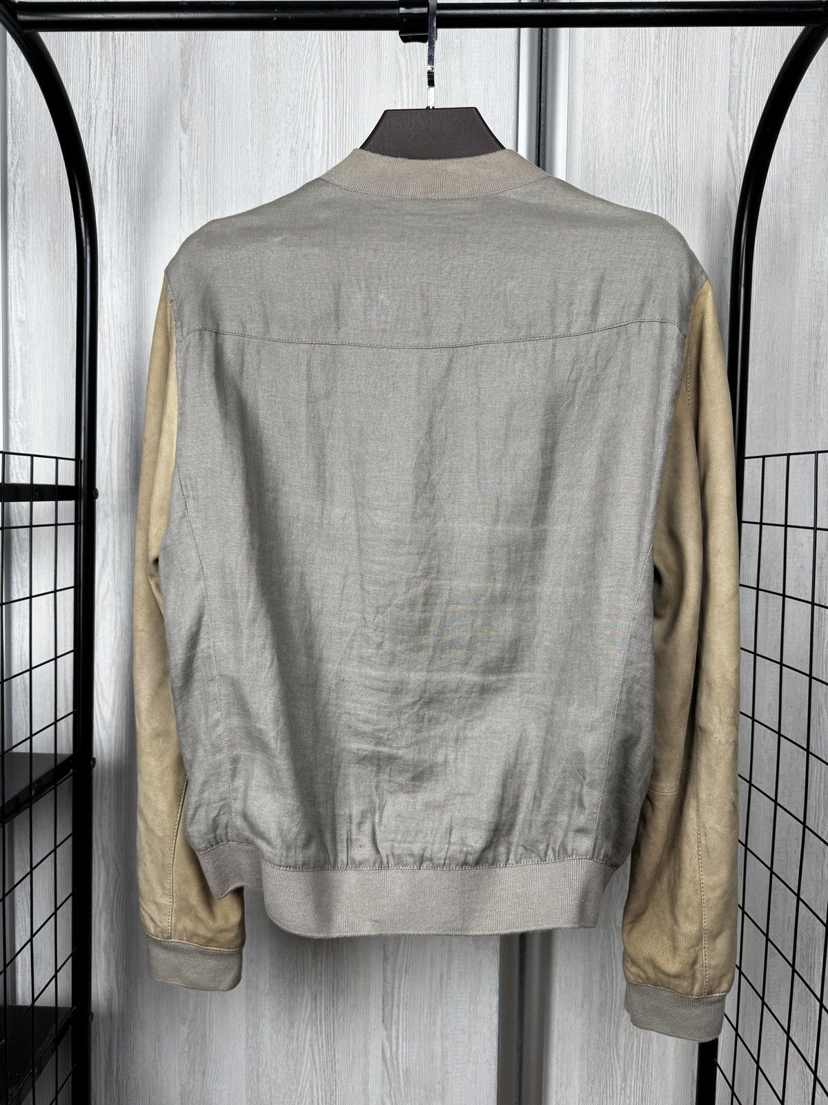 Allsaints Allsaints linen sheep leather sleeves grey beige bomber jckt Size US M / EU 48-50 / 2 - 10 Thumbnail