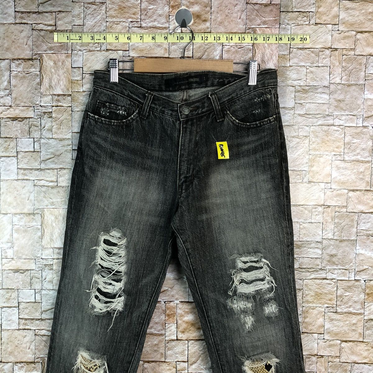 Schlussel Schlussel Black Distressed ripped Denim Pants #A1045 Size US 31 - 5 Thumbnail