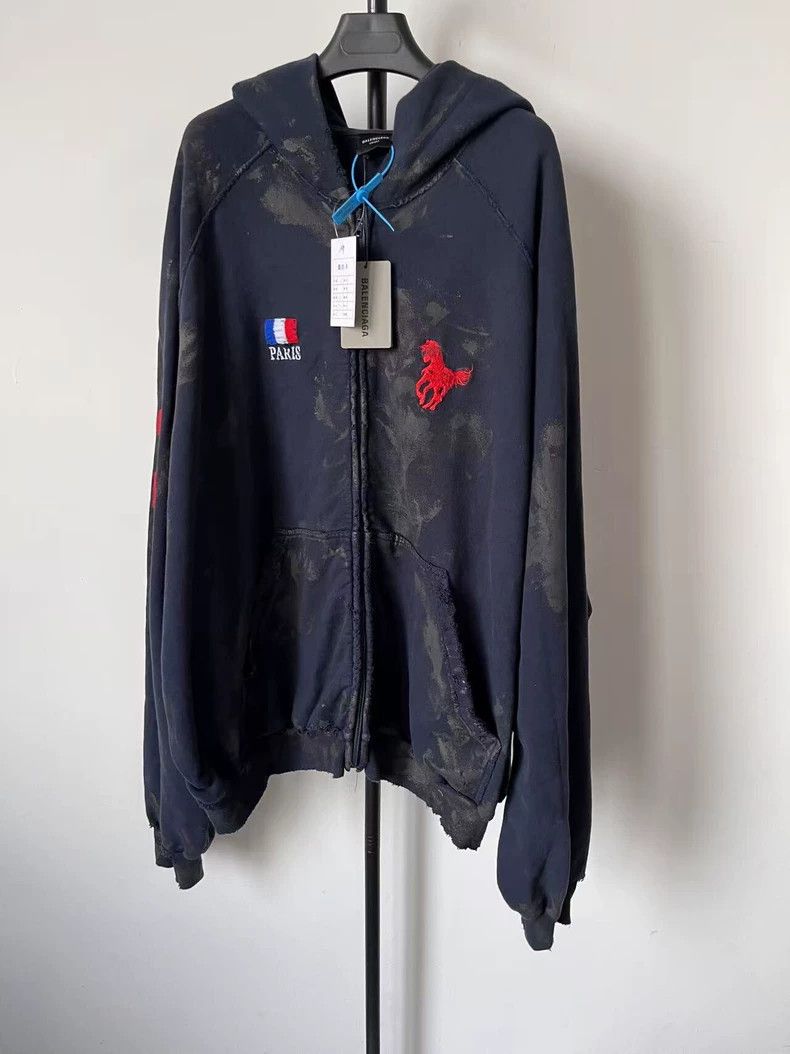 Balenciaga Balenciaga Zip raglan silhouette hooded long-sleeve mud-dy Size US XXL / EU 58 / 5 - 1 Thumbnail