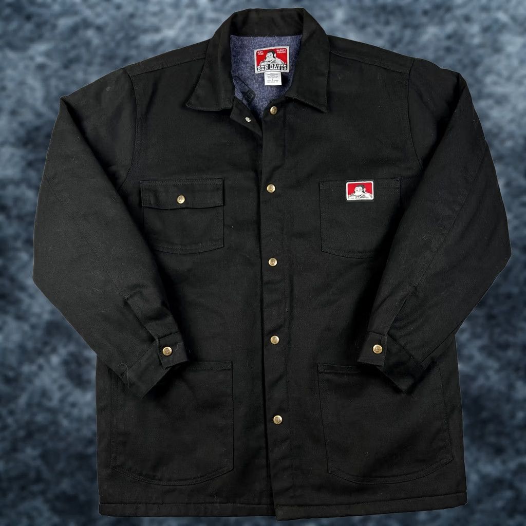 Ben Davis VINTAGE Ben Davis Canvas Chore Coat Blanket Lined Jacket Large Mens Black Snap Button Size US L / EU 52-54 / 3 - 1 Thumbnail