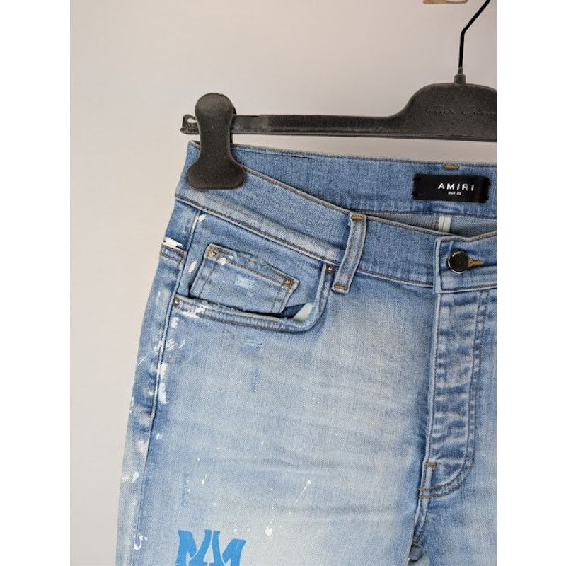 Amiri o1rshd1 MA Drip Skinny Denim Jeans in Light Indigo 32 Size US 32 / EU 48 - 6 Thumbnail