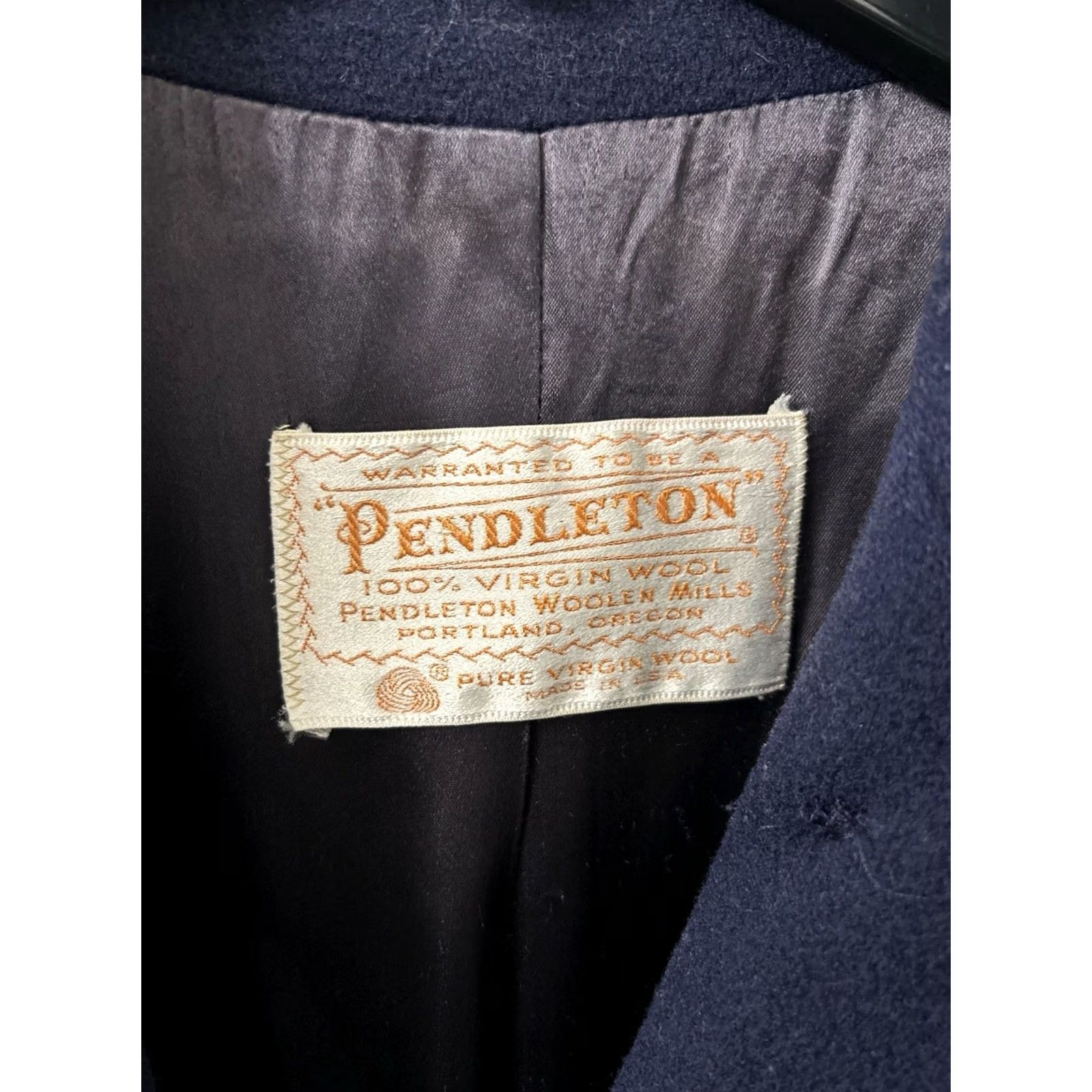 Pendleton VINTAGE Pendleton Coat Womens 12 Navy Blue Wool Trench Belted Long 46" Made in USA Size XL / US 12-14 / IT 48-50 - 4 Thumbnail