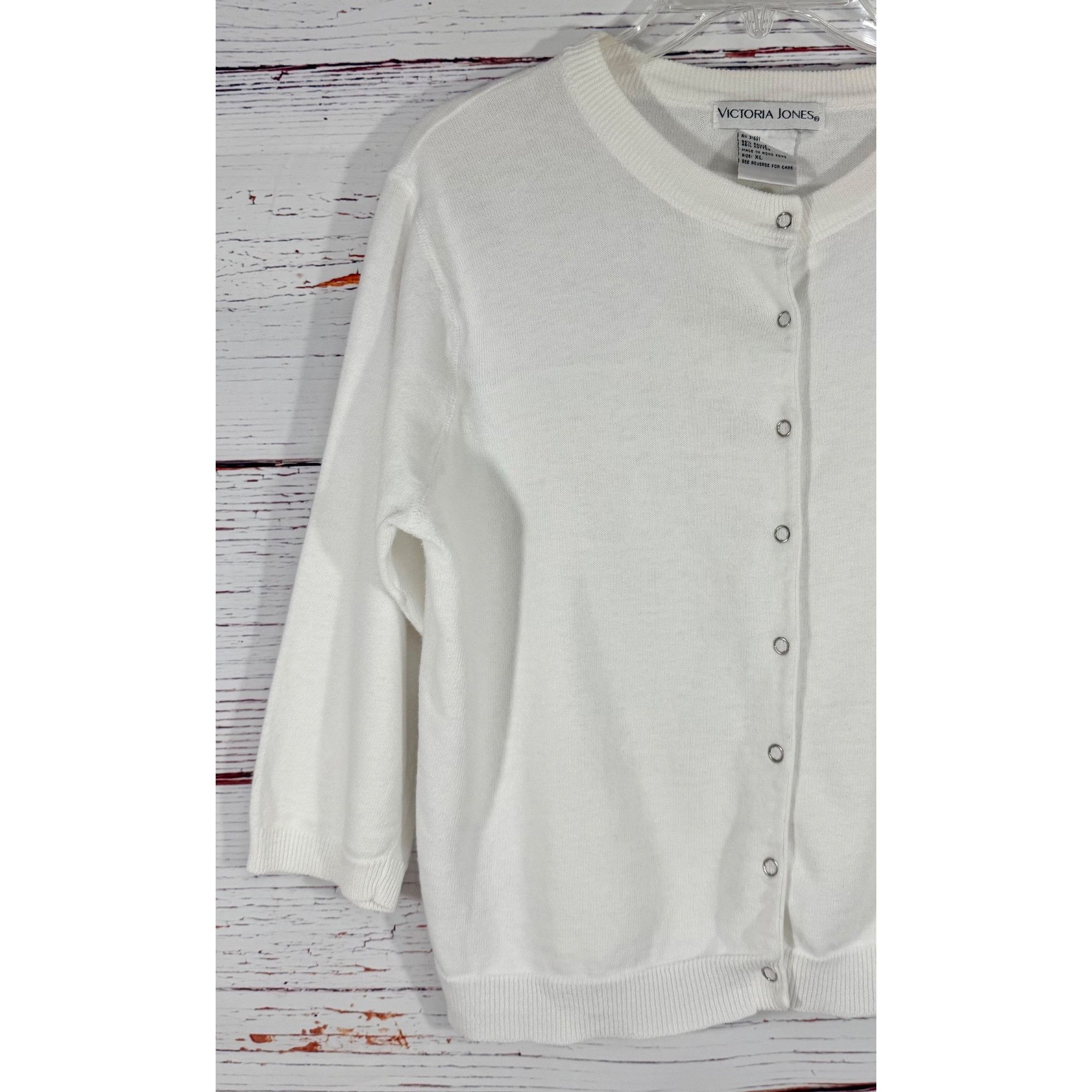 Vintage Vintage Victoria Jones Womens XL White Snap Front Knit Cardi Size XL / US 12-14 / IT 48-50 - 10 Thumbnail