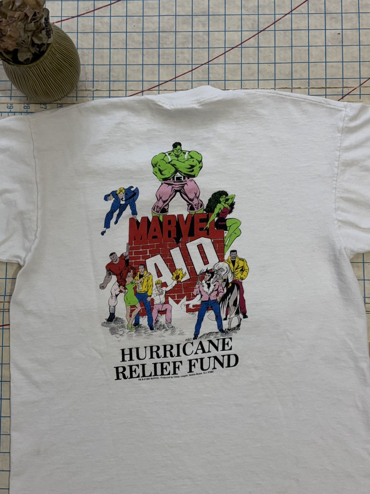 Marvel Comics × Vintage Vintage Marvel Aid Hurricane Relief Fun Tee 93 FOTL Large Size US L / EU 52-54 / 3 - 11 Thumbnail