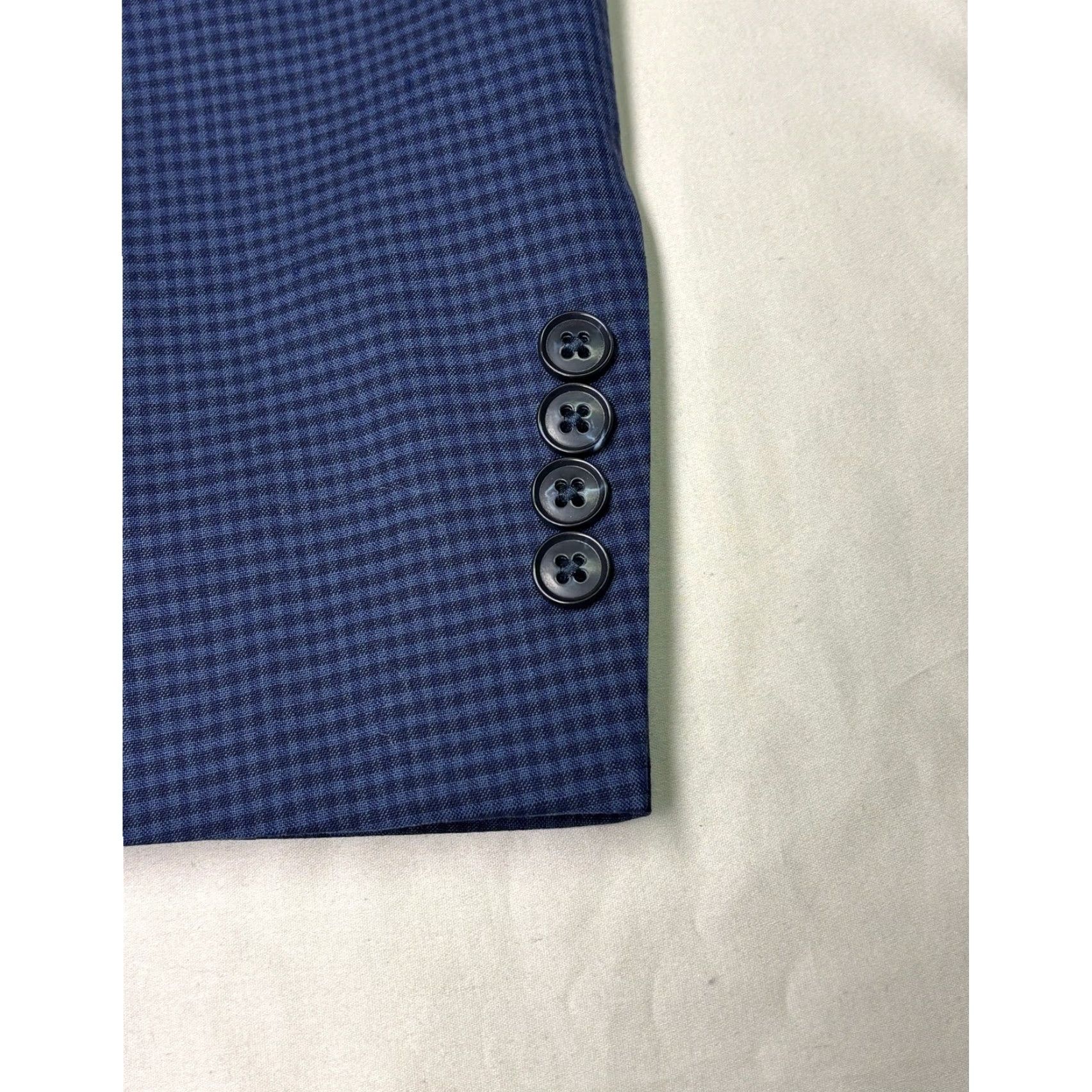 Vintage VINTAGE? No — JOS A BANK NavY Blue Check Traveler Wool Sport Coat Blazer, 40 Regular, Men, Suit Jacket Size 40R - 3 Thumbnail